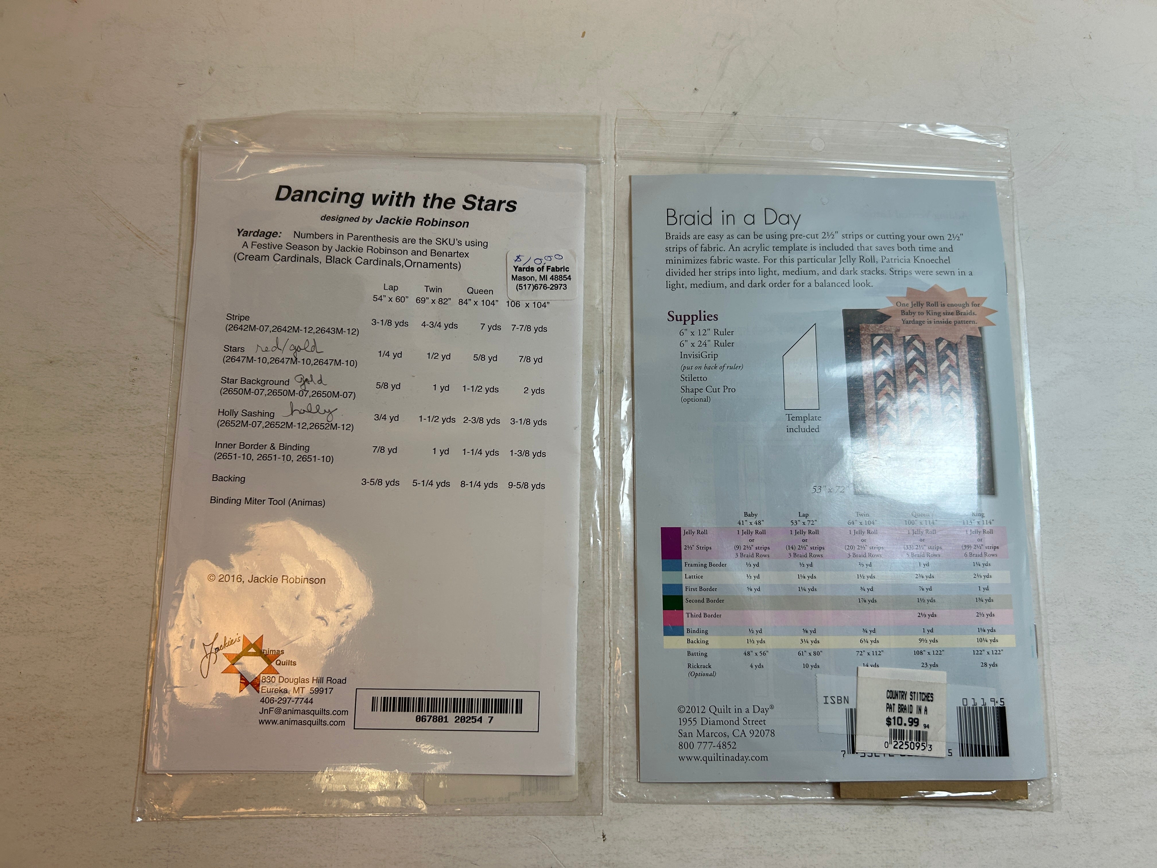 Set of 2 Quilt Patterns Braid in a Day & Dancing with the Stars