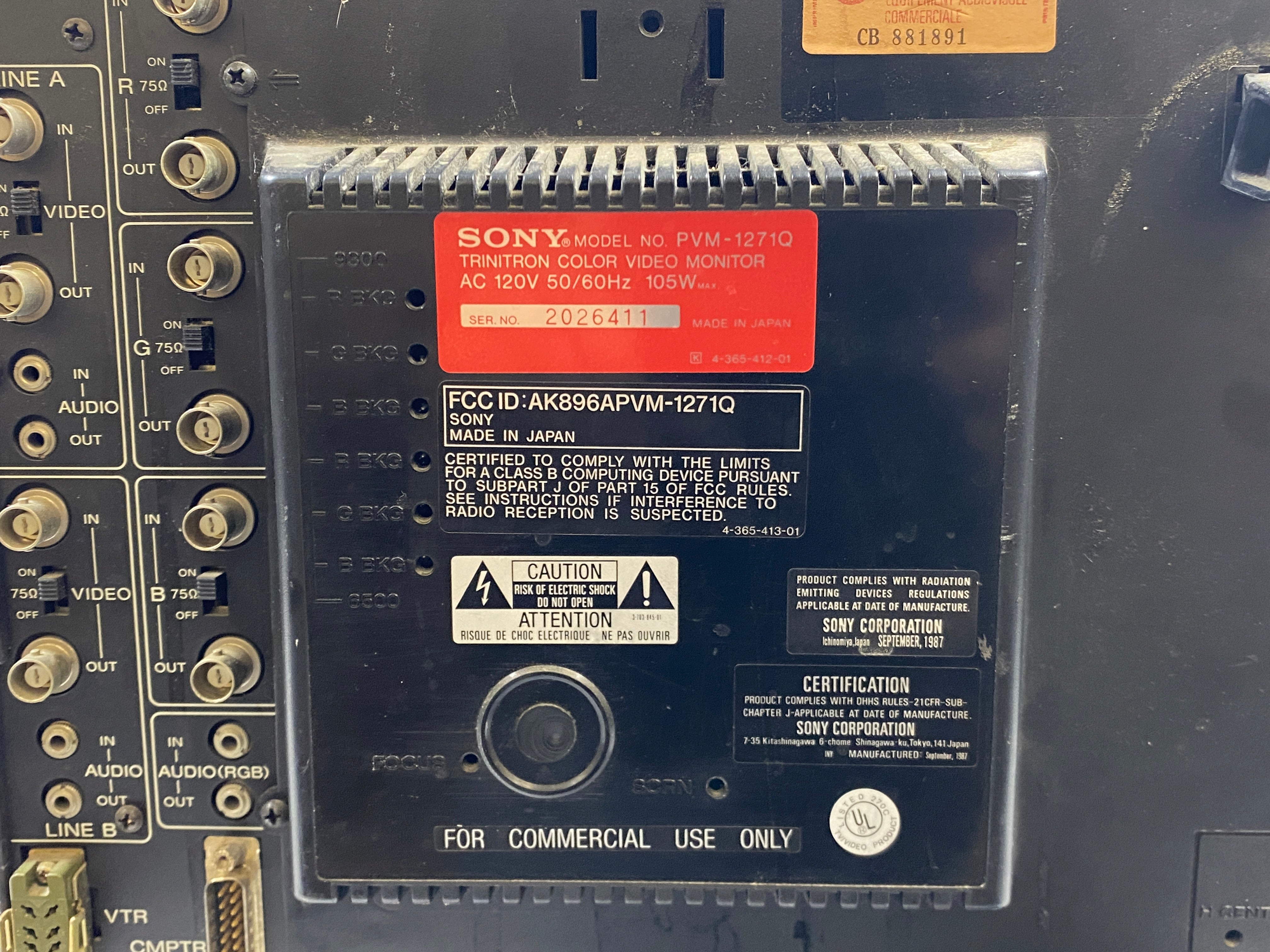 Sony PVM-1271Q Trinitron Color Video Monitor