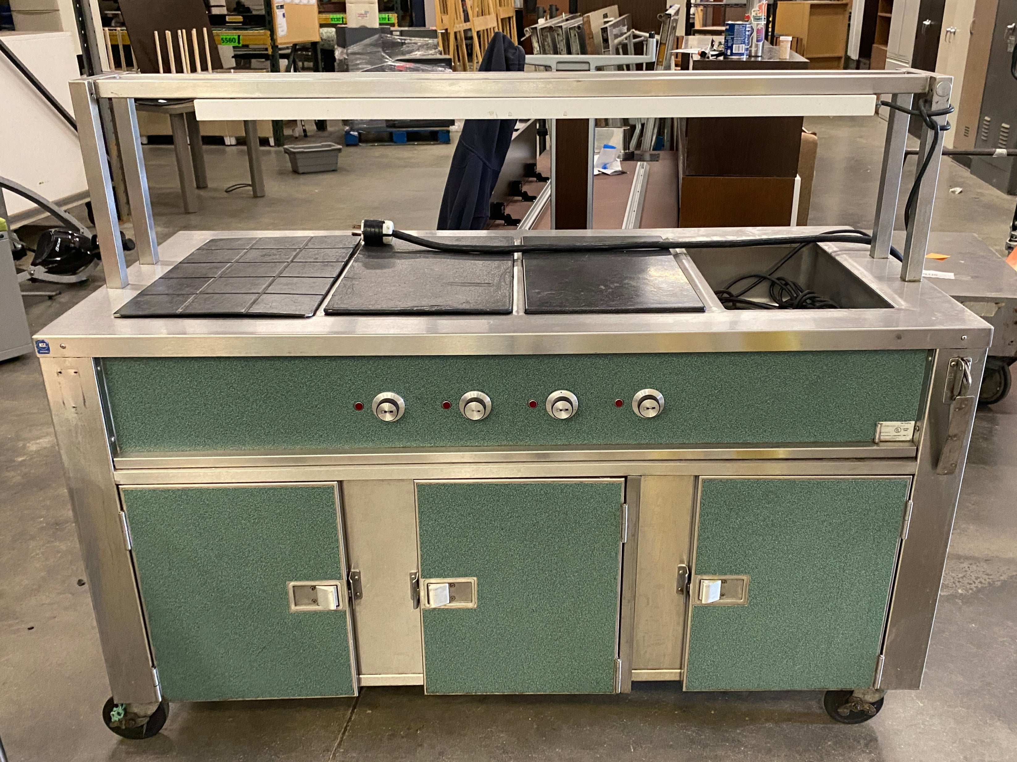 Stainless Steel 4 Pot Heated Soup Cart