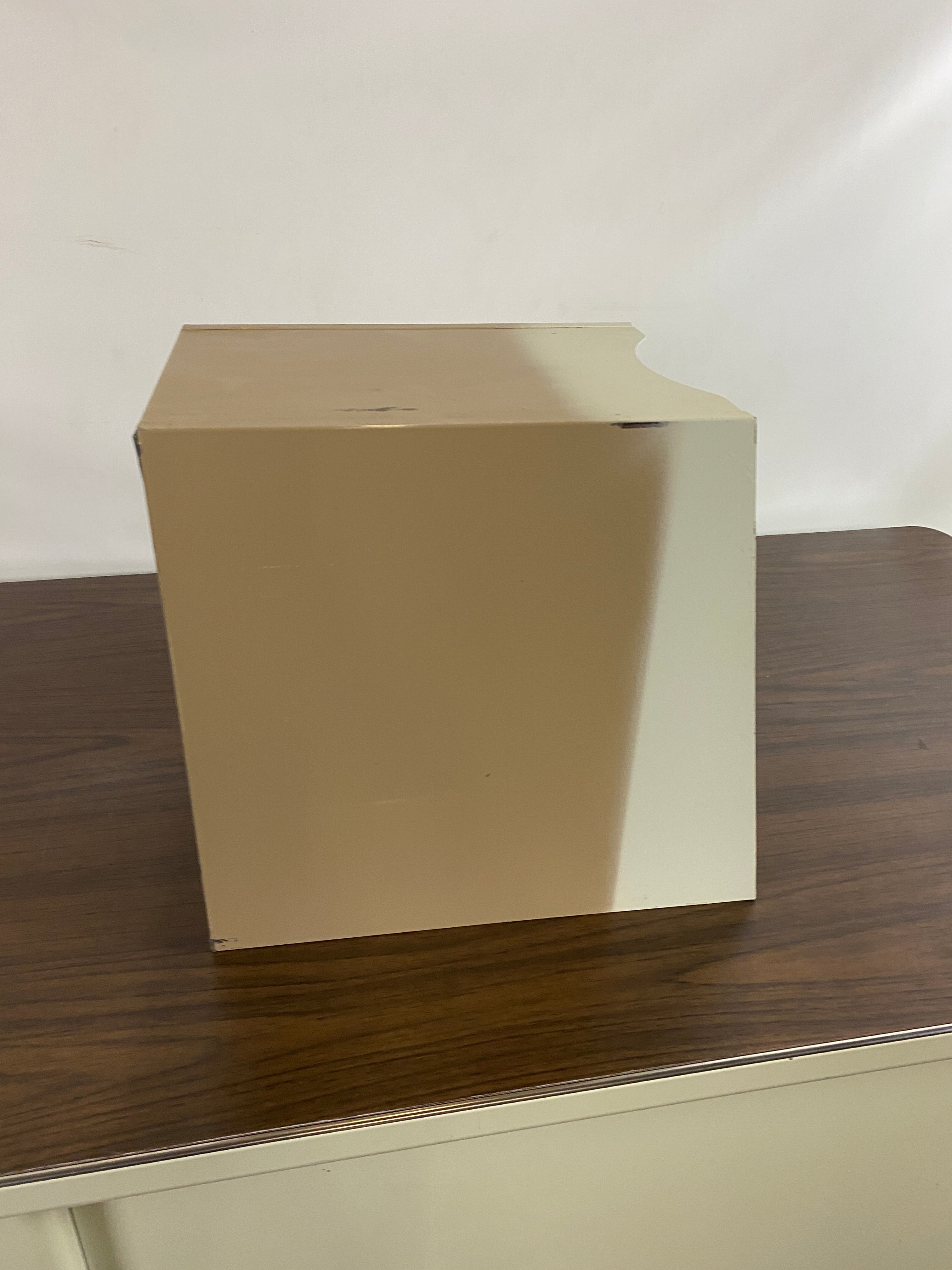 Steelcase White Tanker Desk w/ Wood Grain Top
