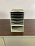 Steelcase White Tanker Desk w/ Wood Grain Top