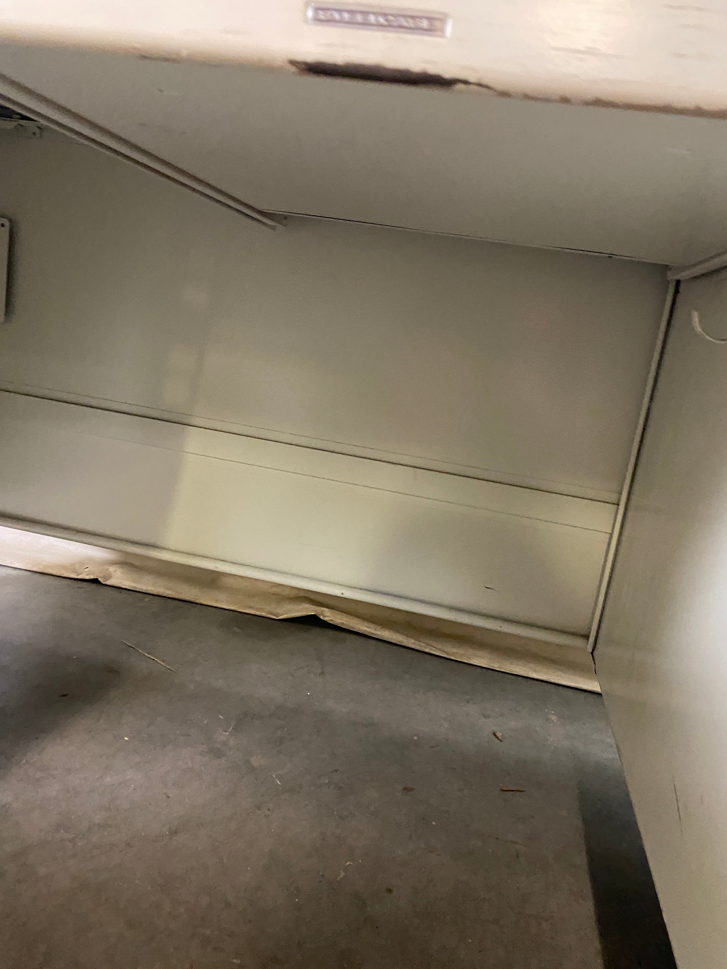 Steelcase White Tanker Desk w/ Wood Grain Top