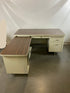 Steelcase White Tanker Desk w/ Wood Grain Top