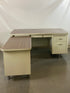 Steelcase White Tanker Desk w/ Wood Grain Top