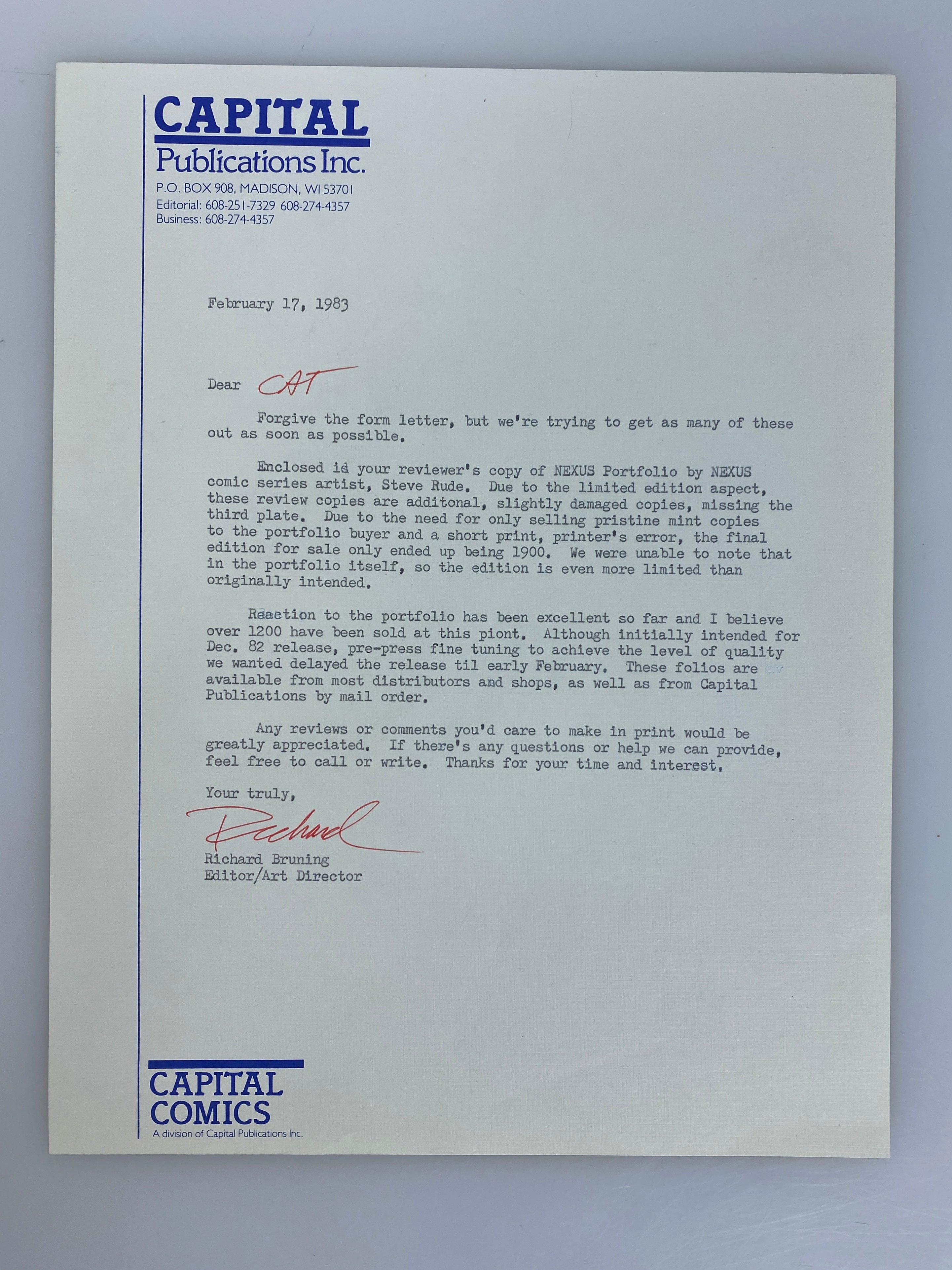 Steve Rude Nexus Reviews Copy Includes Letter and 5 Posters