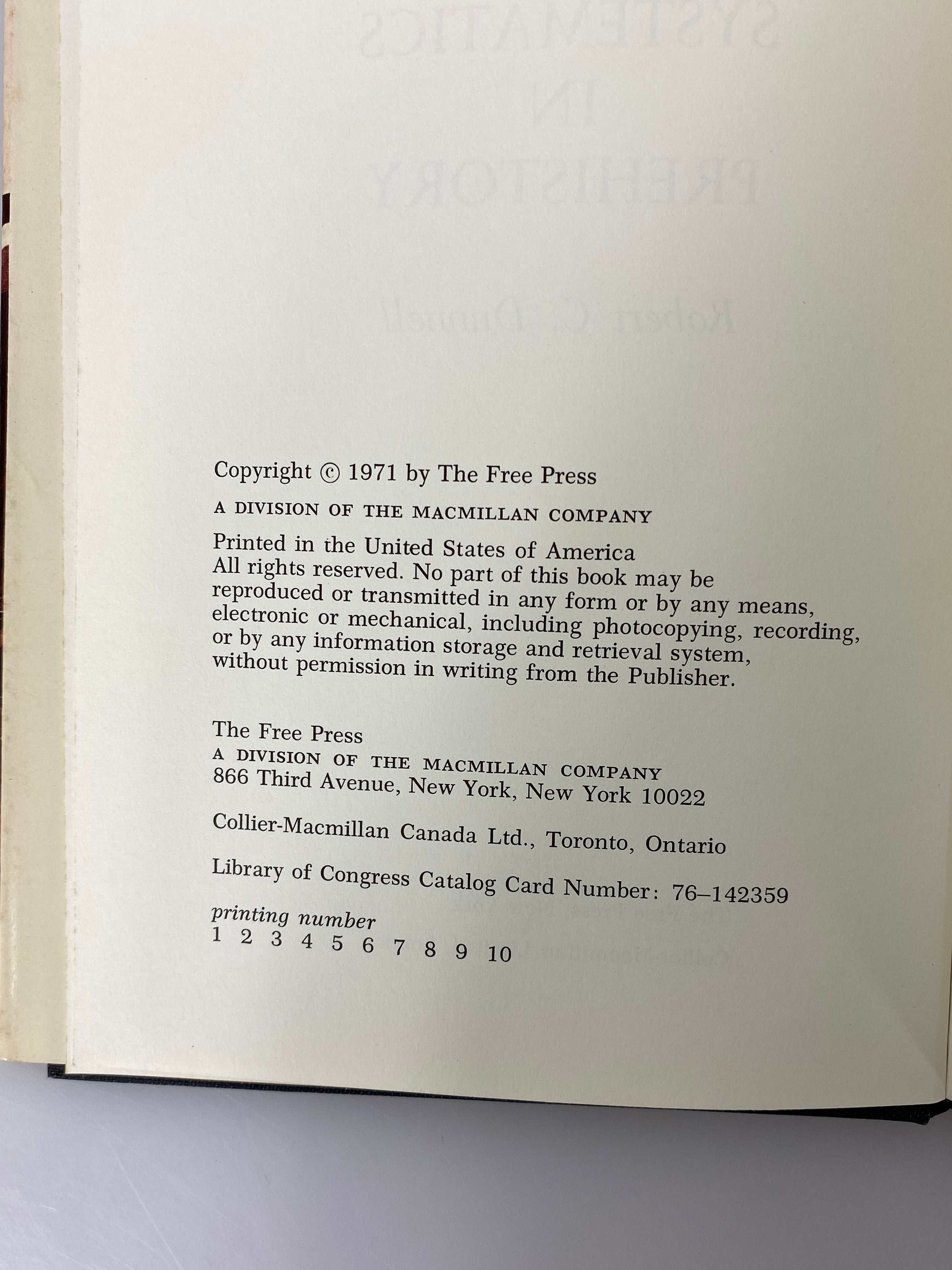 Systematics in Prehistory by Robert Dunnell 1971 First Print HC DJ