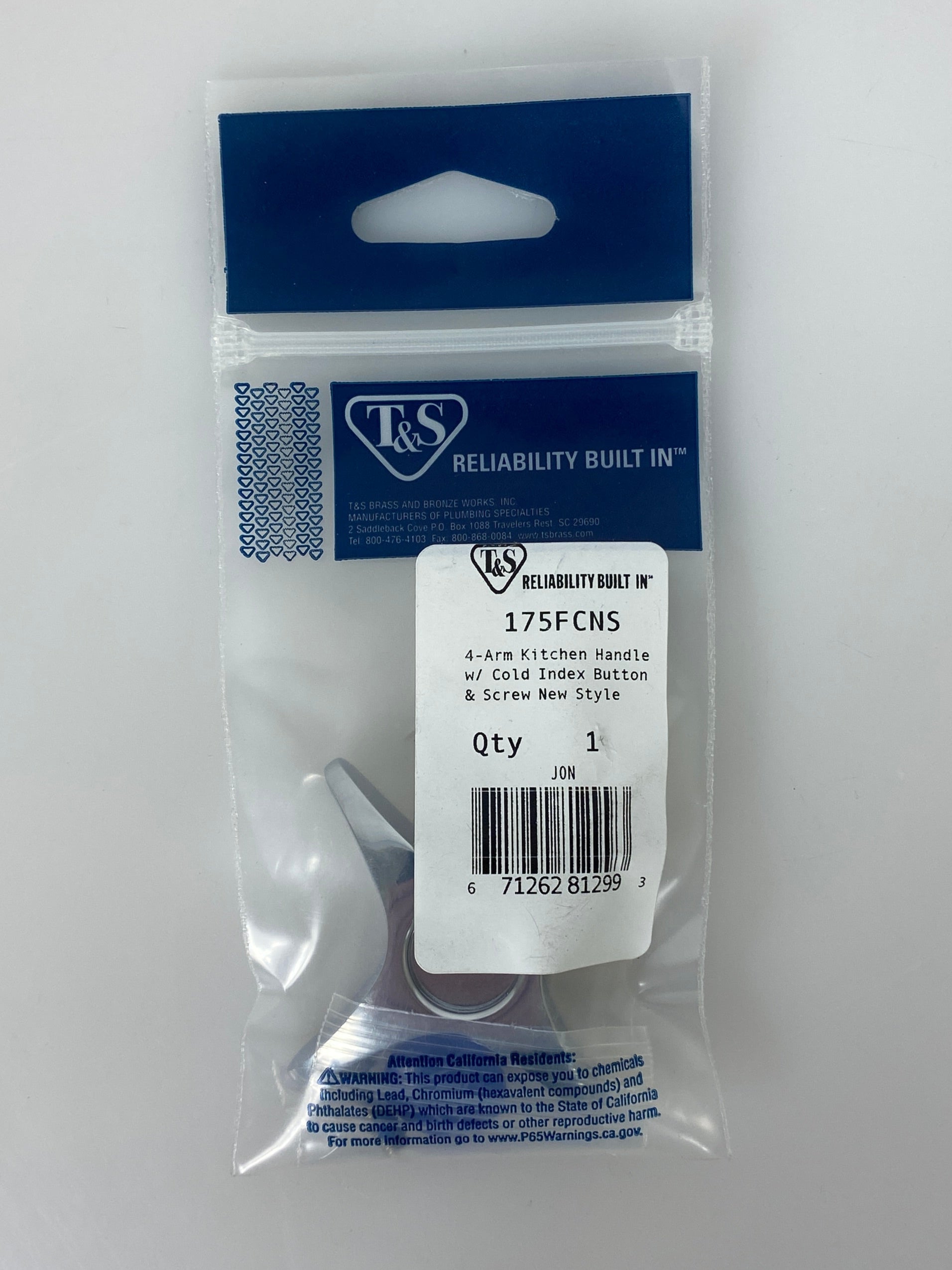 T and S #175FCNS 4-Arm Handle for Cold Water Kitchen Faucets 4 Pack