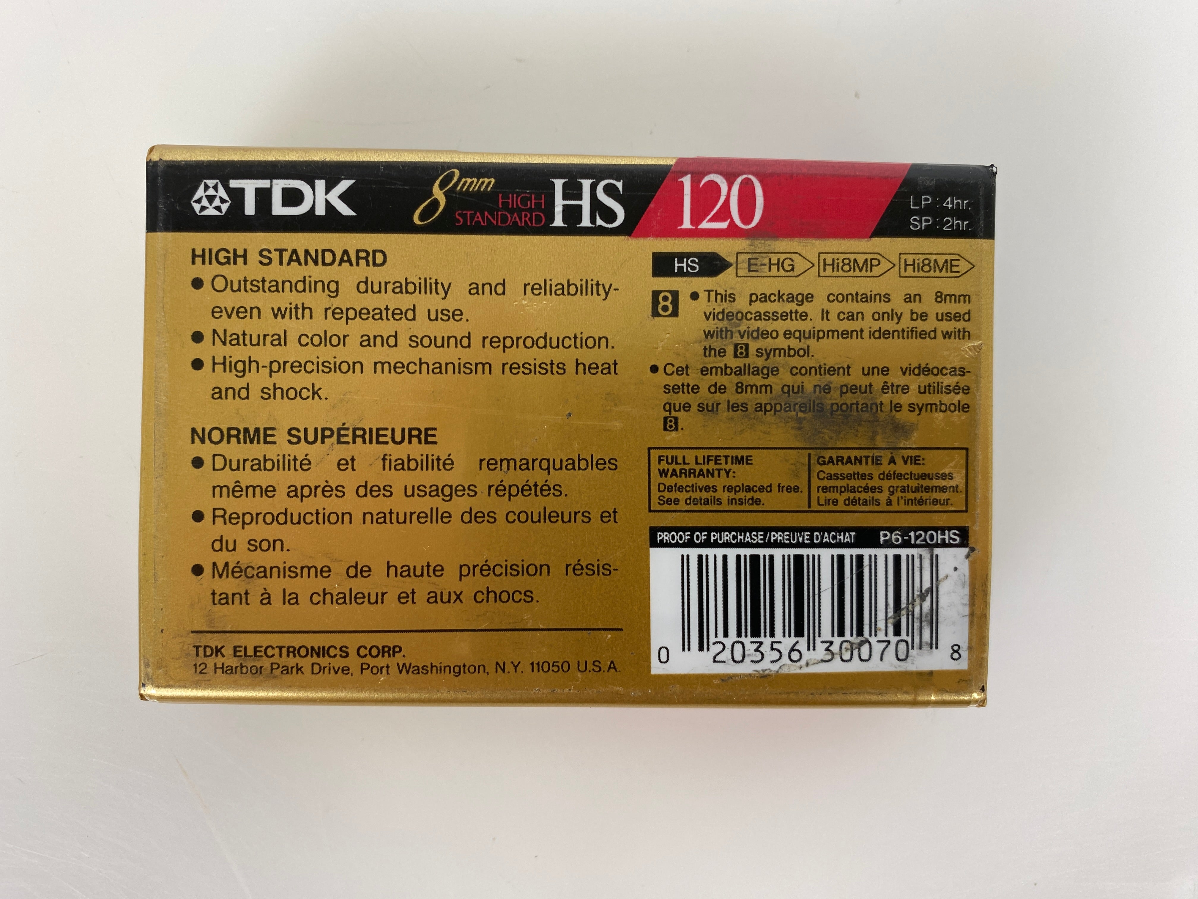 TDX HS120 High Standard 8mm Video Cassette *New*