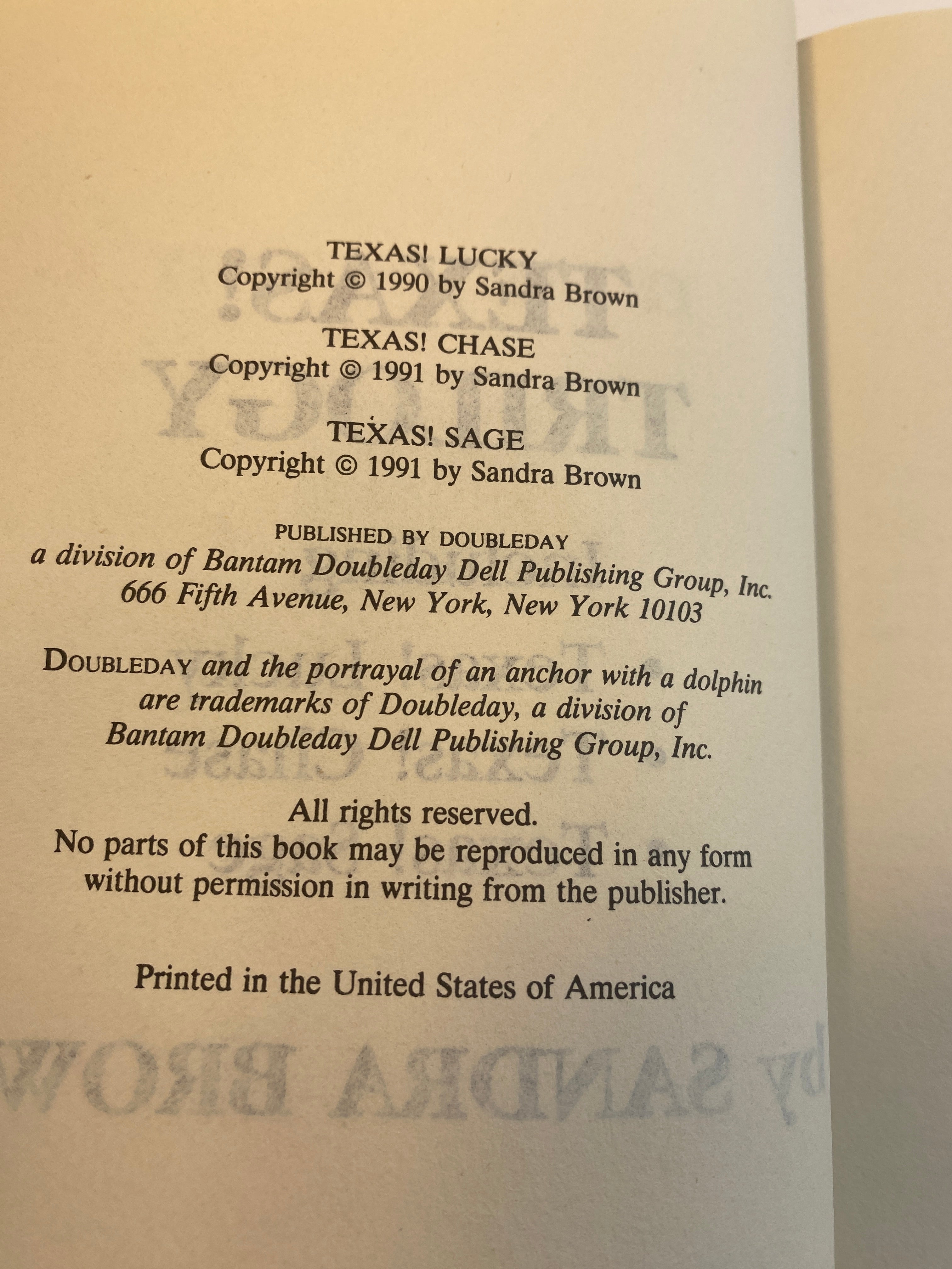 Texas! Trilogy Sandra Brown HCDJ 1991