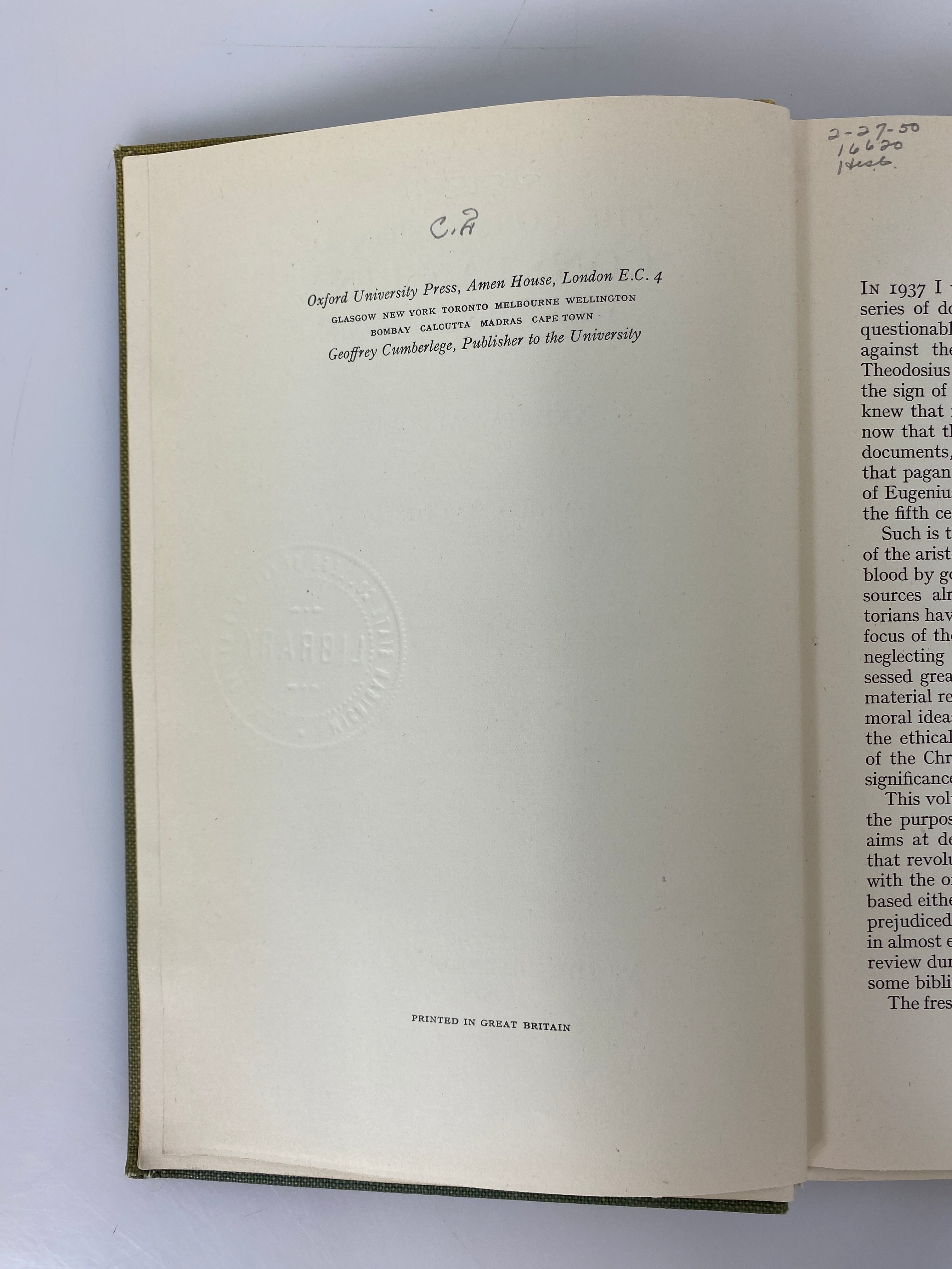 The Conversion of Constantine and Pagan Rome by Alfoldi 1948 Ex-Library HC