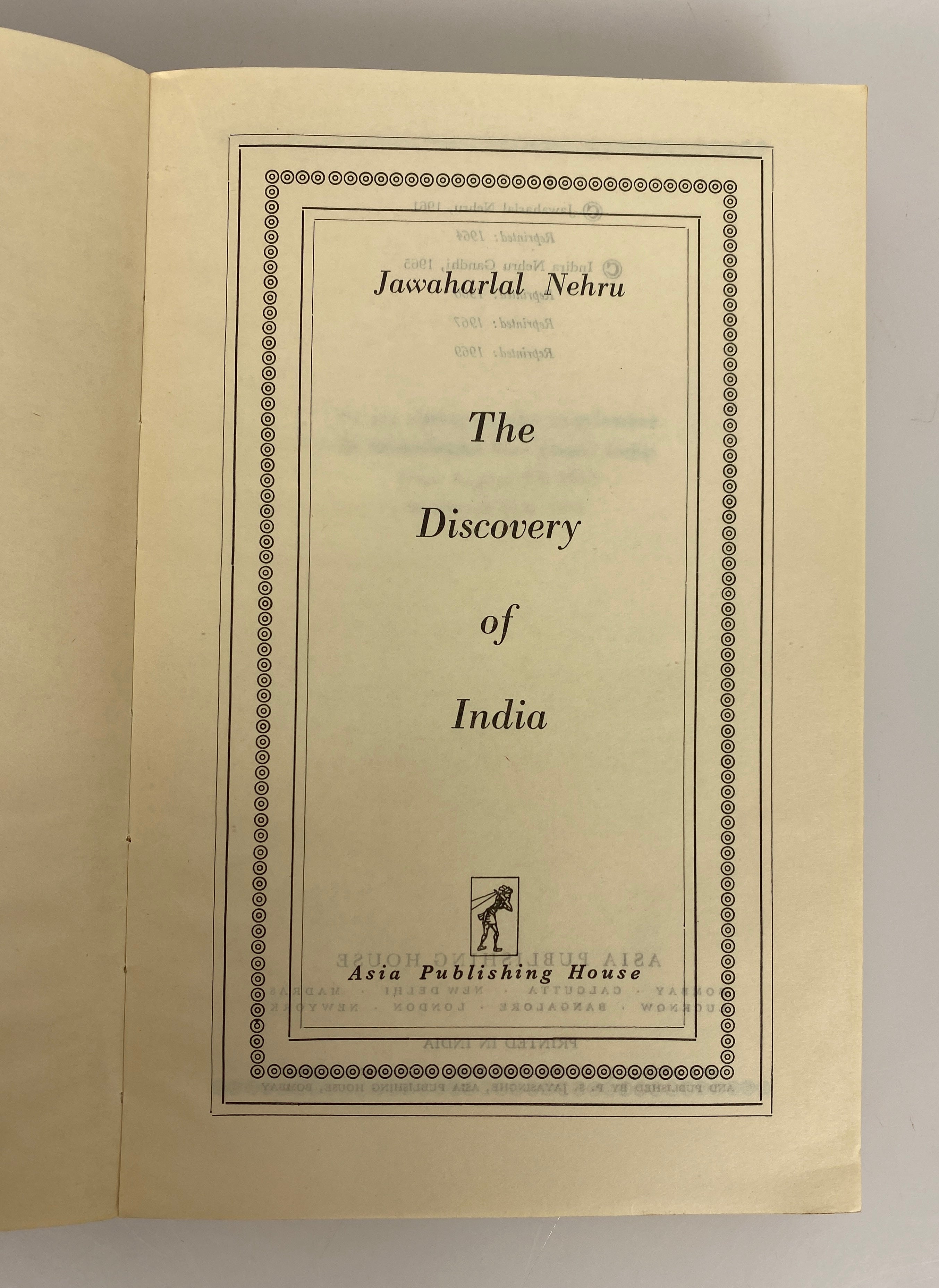 The Discovery of India by Nehru Reprinted 1969 Vintage SC
