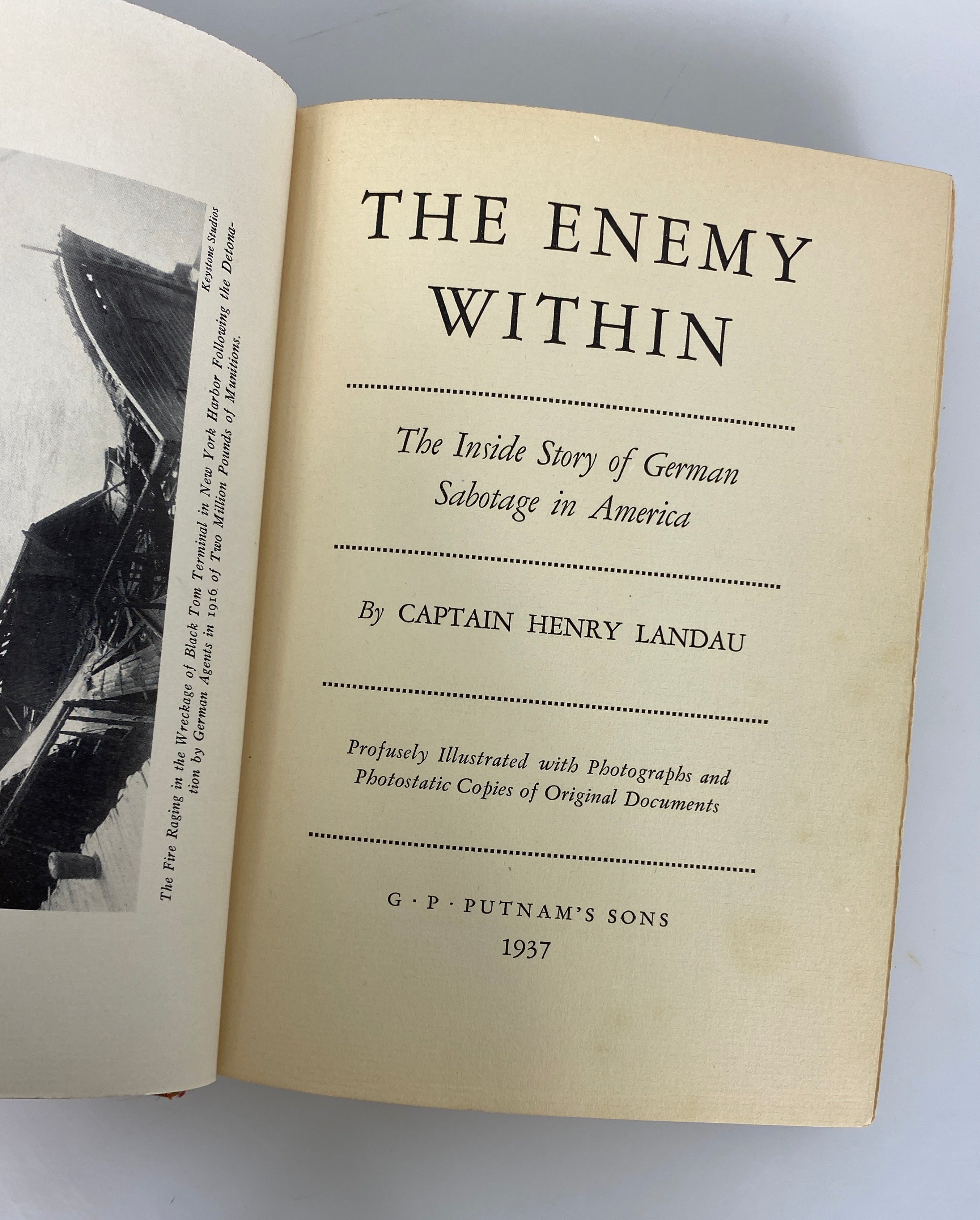 The Enemy Within by Captain Henry Landau 1937 1st Impression Ex-Library HC
