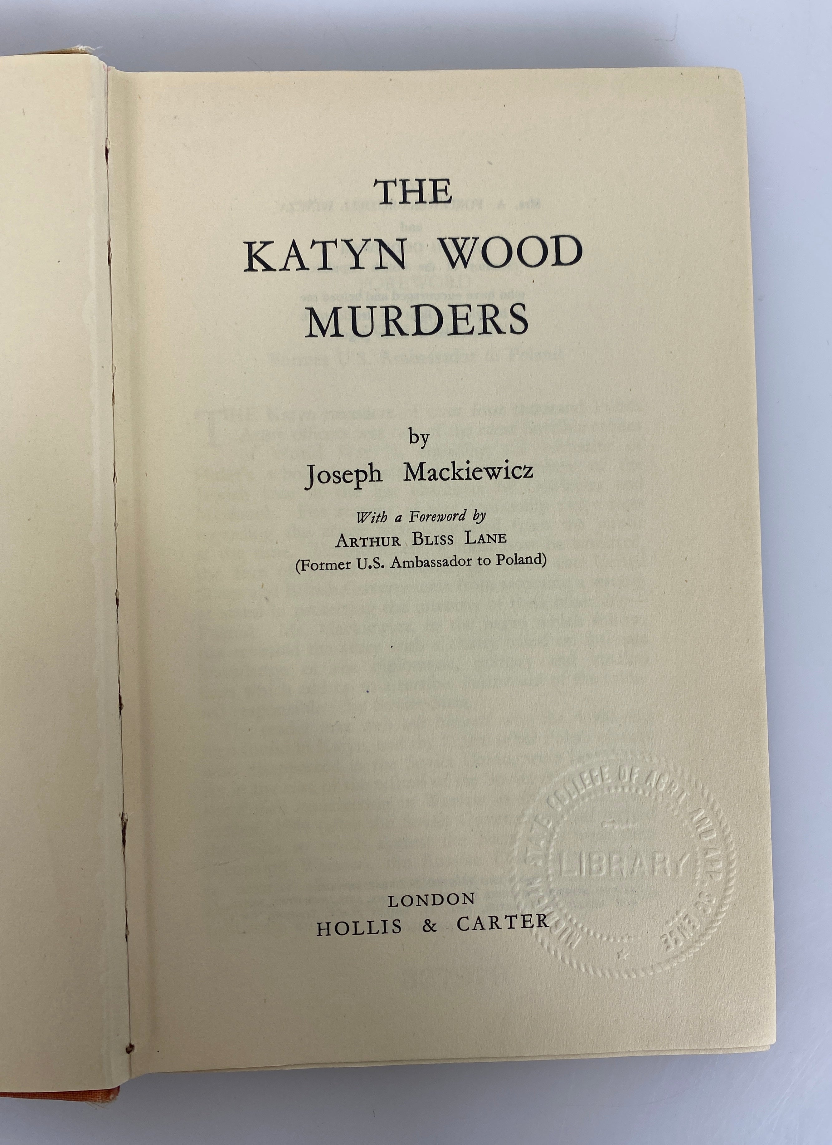 The Katyn Wood Murders by Joseph Mackiewicz 1951 1st Edition Ex-Library HC