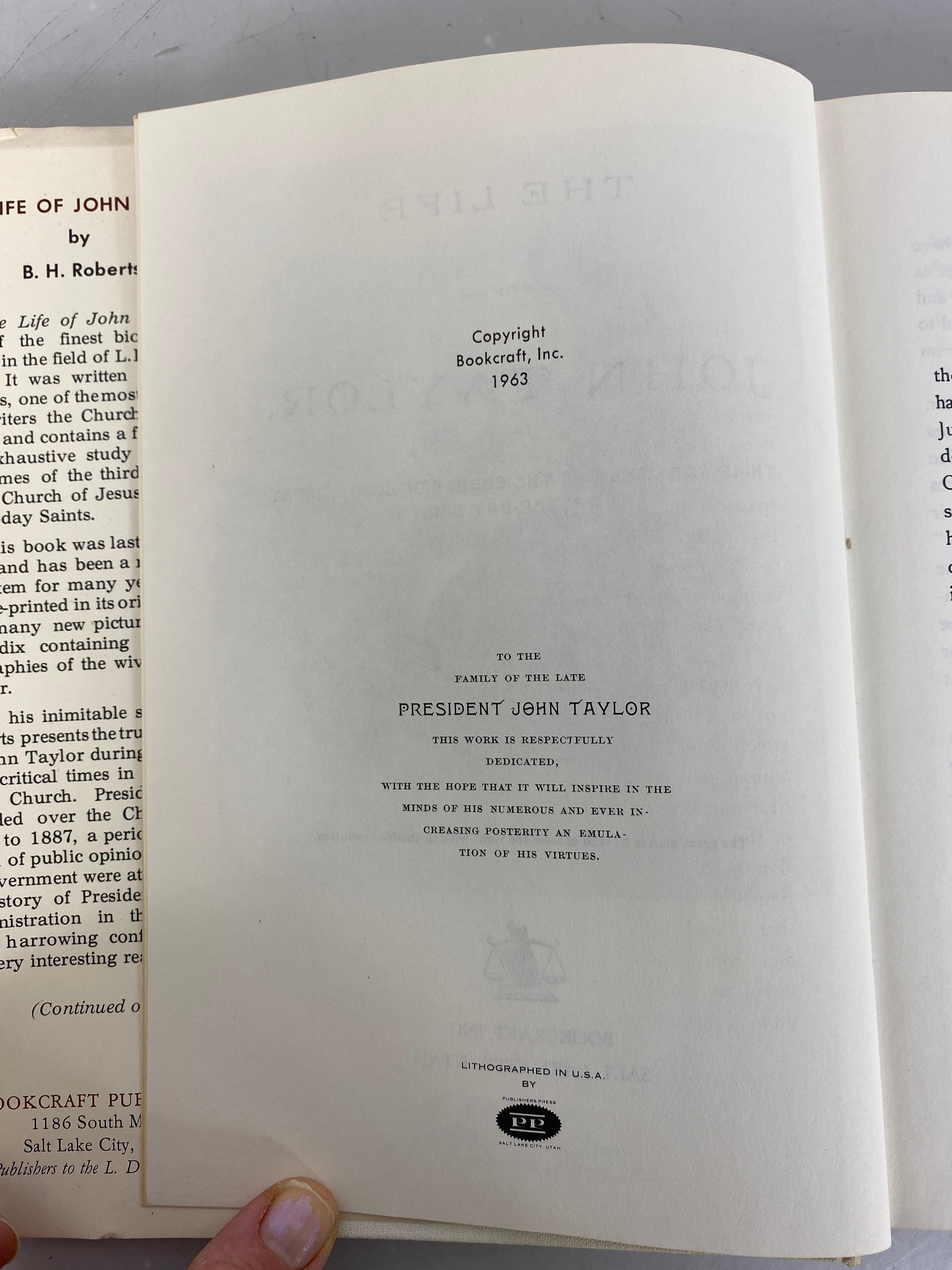 The Life of John Taylor by B.H. Roberts 1963 HC DJ