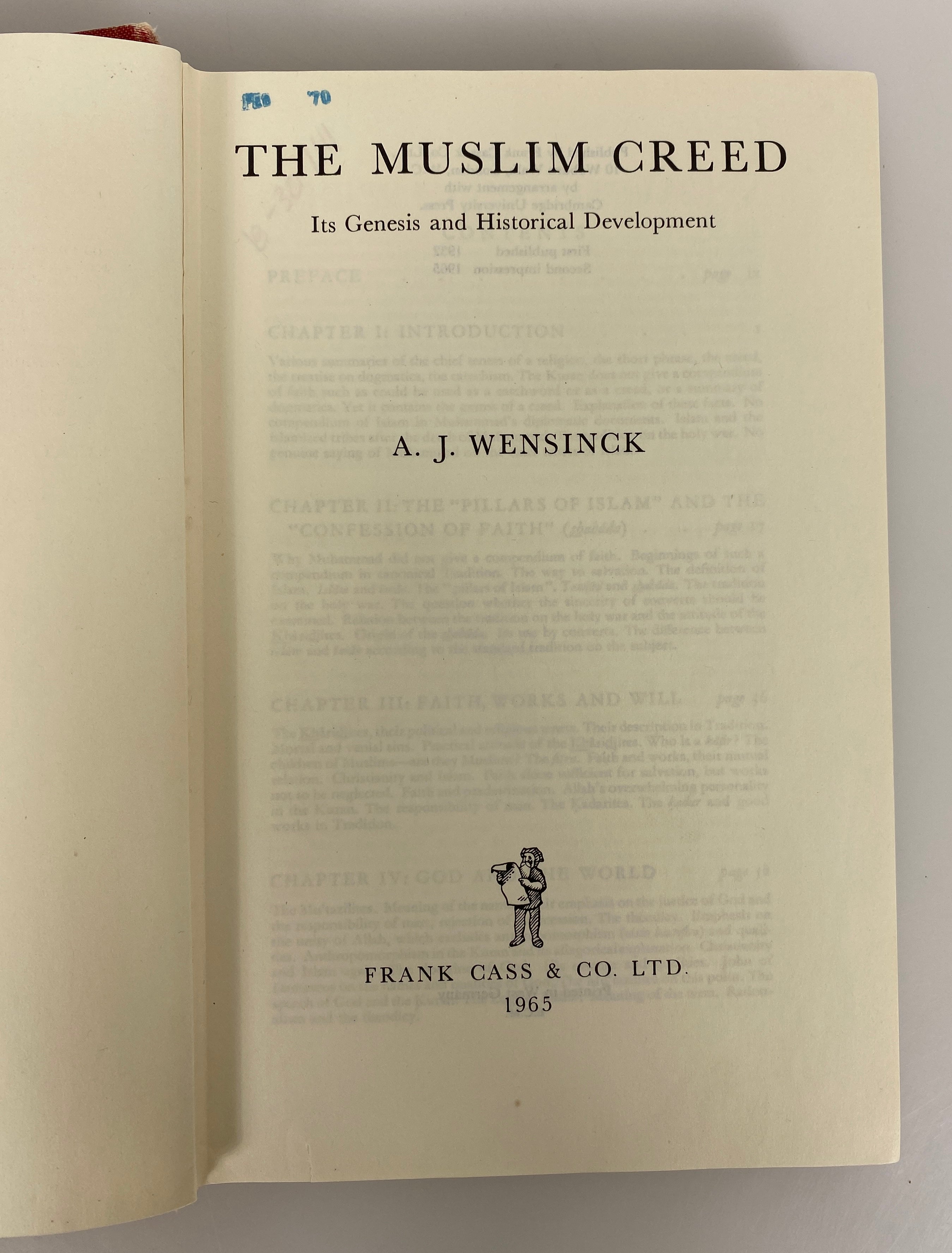 The Muslim Creed by A.J. Wensinck 1965 2nd Impression Ex-Library HC