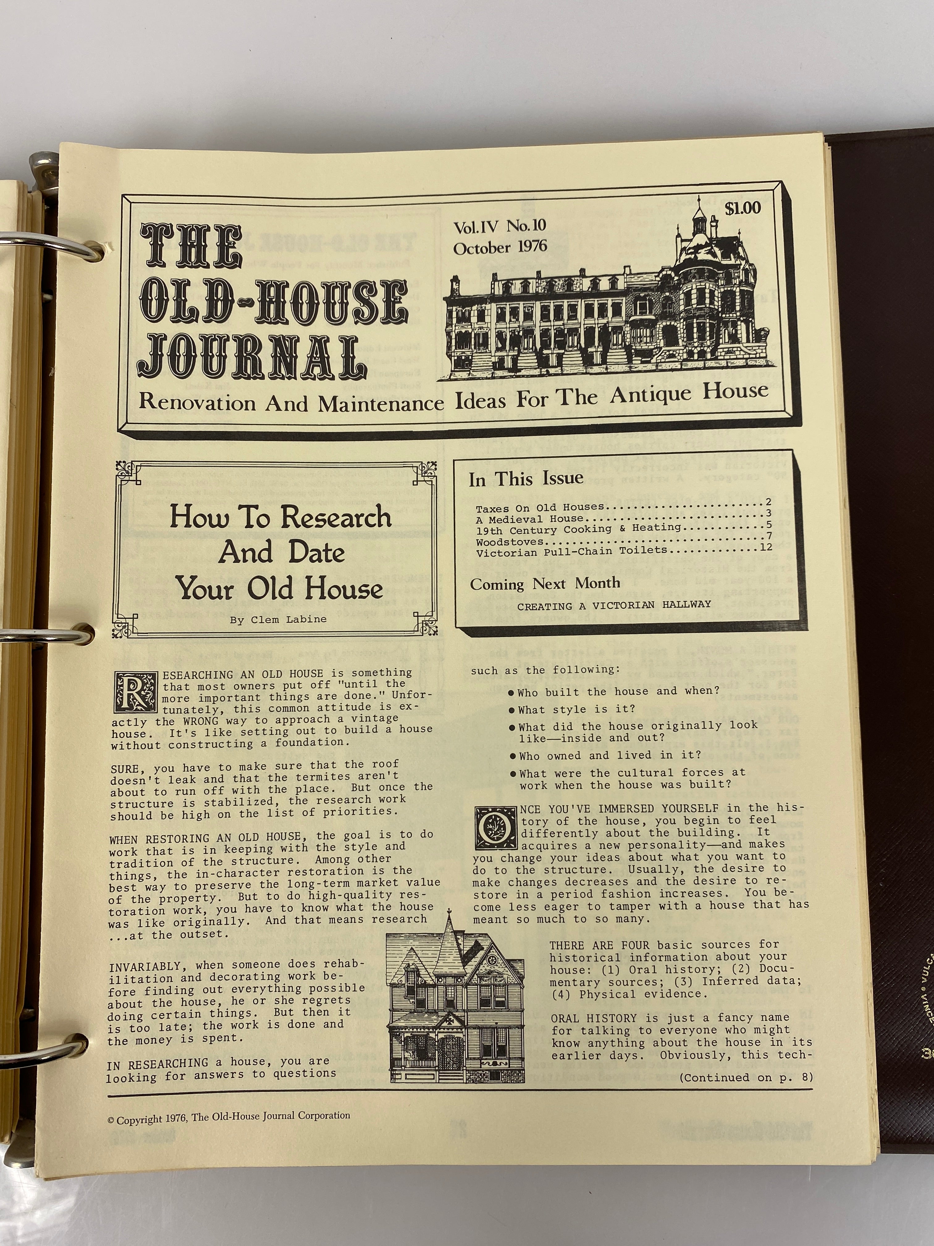 The Old-House Journal magazine/newsletter run 1976-1977 (complete run)