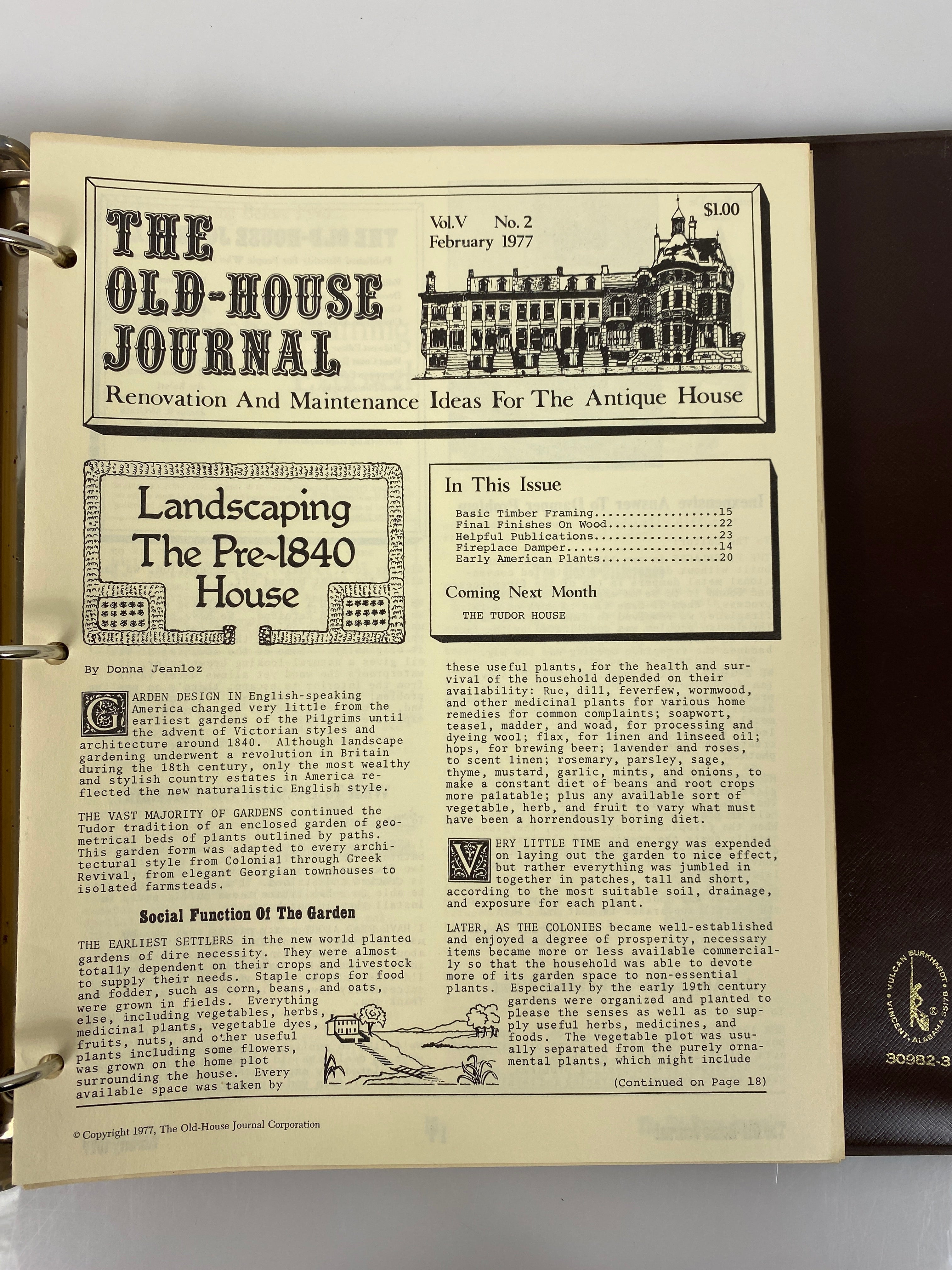 The Old-House Journal magazine/newsletter run 1976-1977 (complete run)