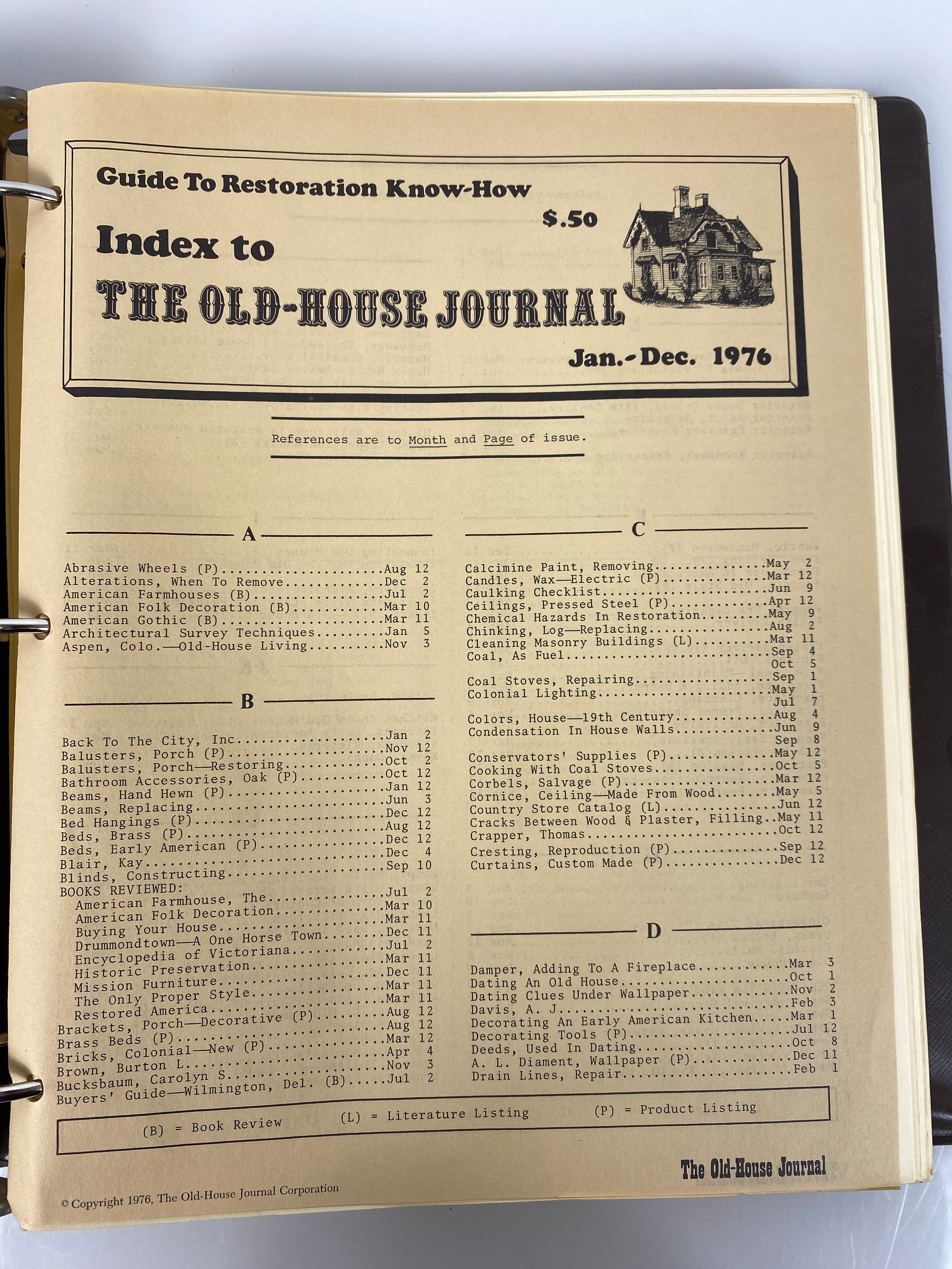 The Old-House Journal magazine/newsletter run 1976-1977 (complete run)
