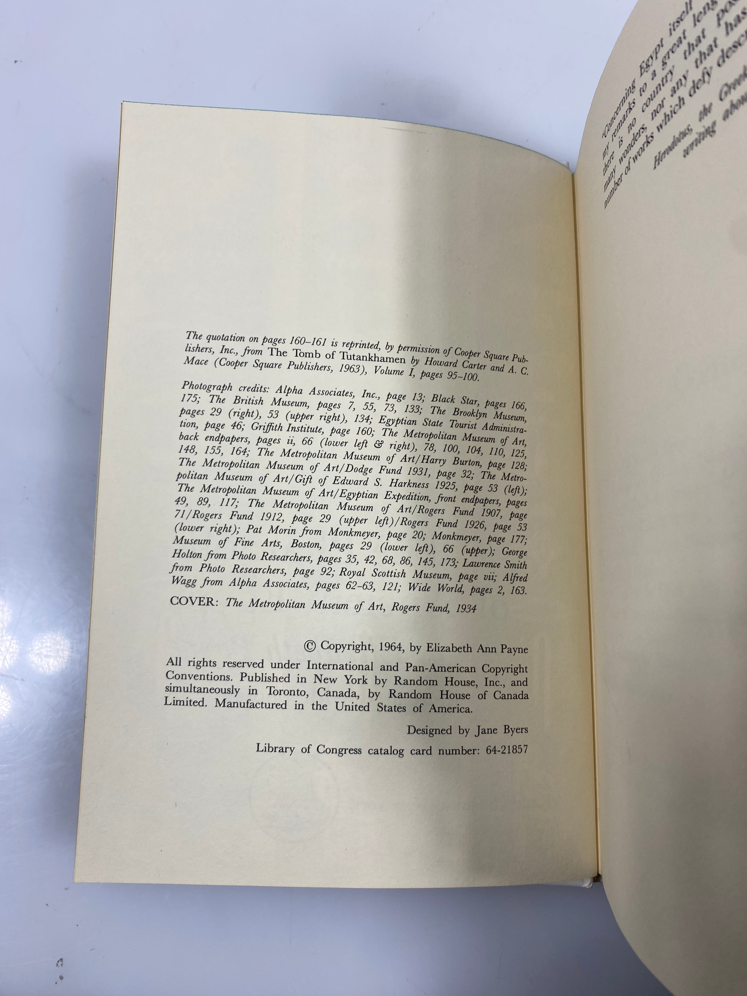 The Pharaohs of Ancient Egypt Elizabeth Payne Random House 1964 HC