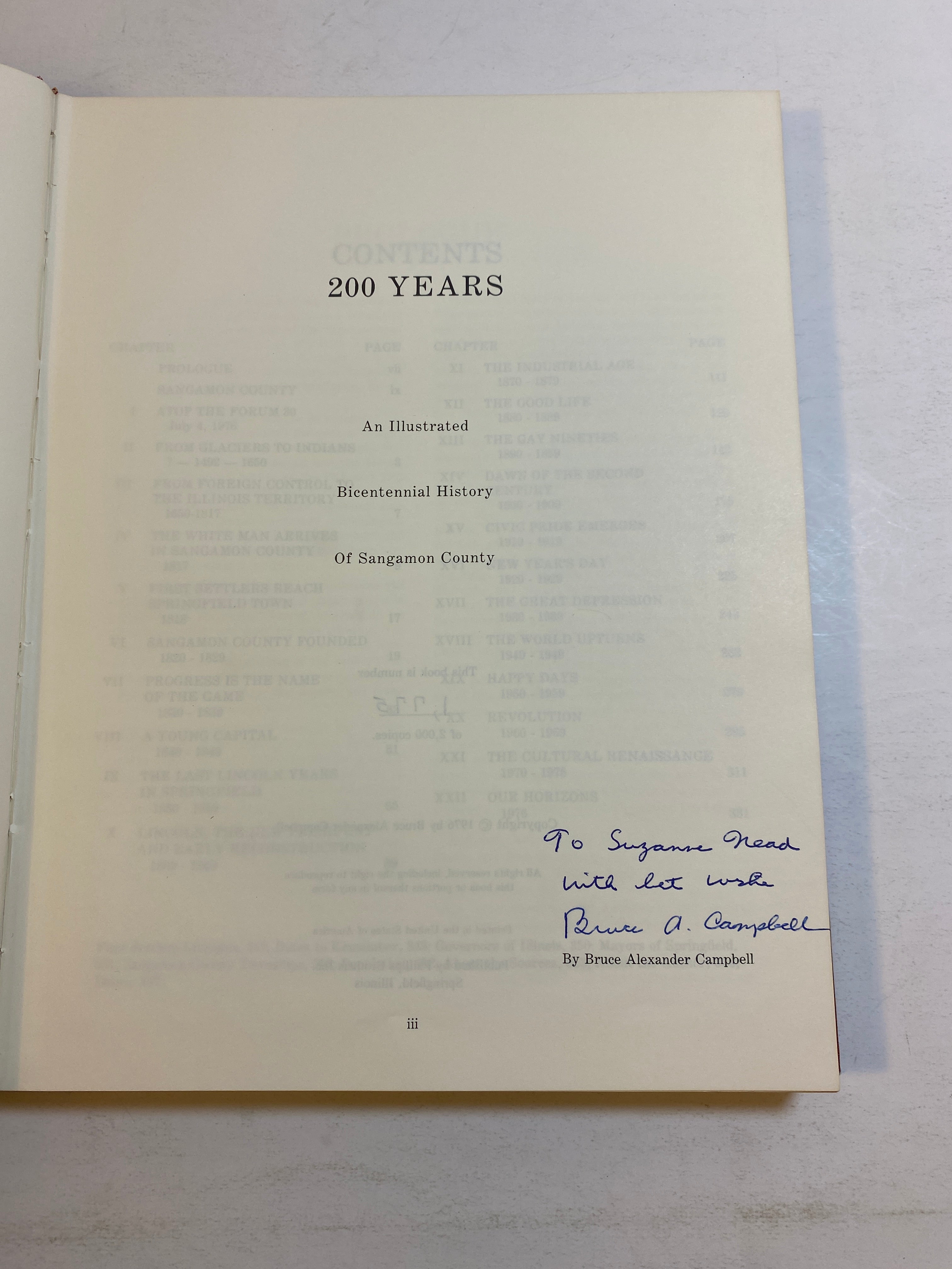 The Sangamon Saga Illinois 200 Years Campbell 1775/2000 Signed/Inscribed HC