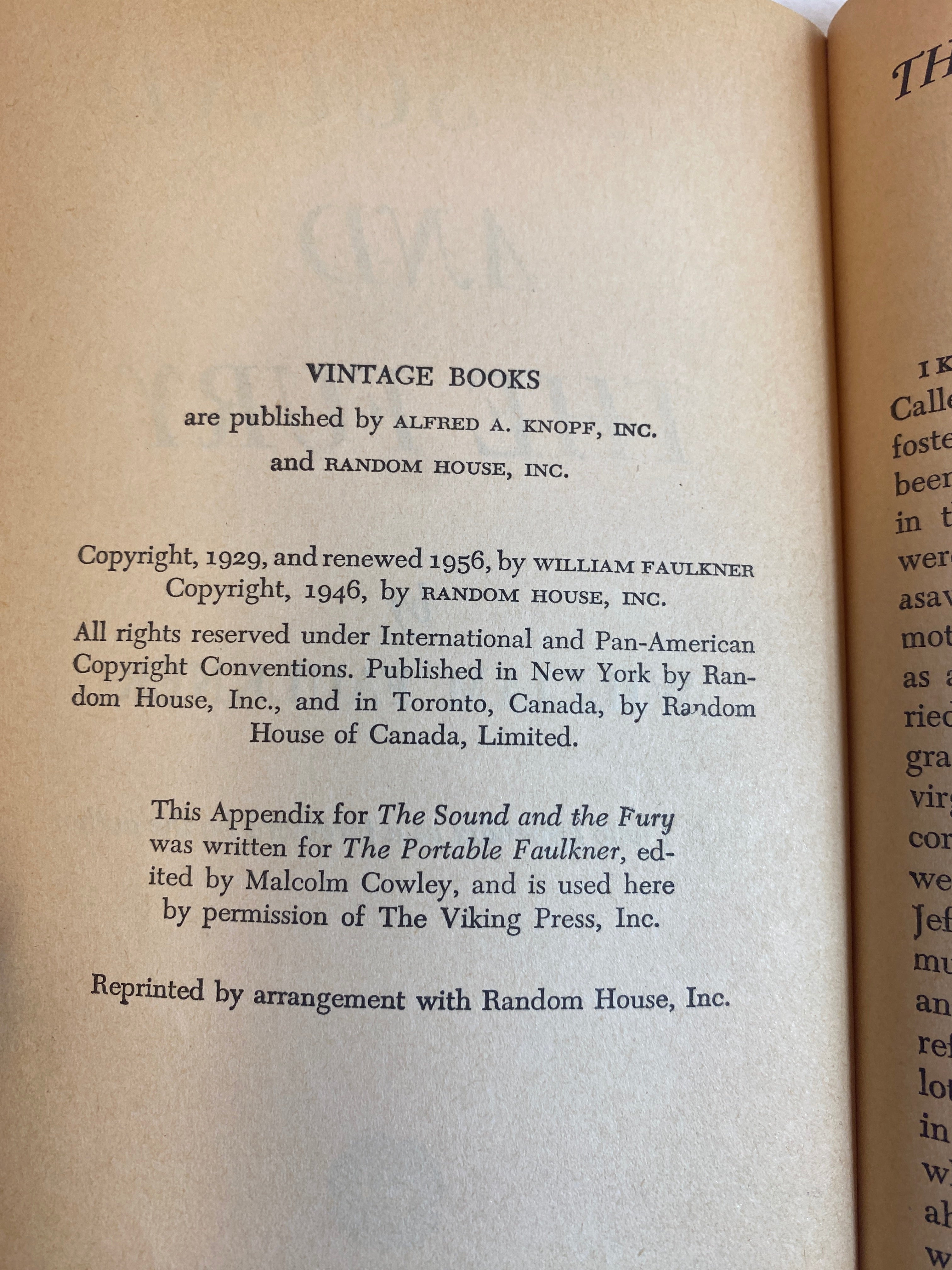 The Sound and the Fury William Faulkner vintage paperback 1956
