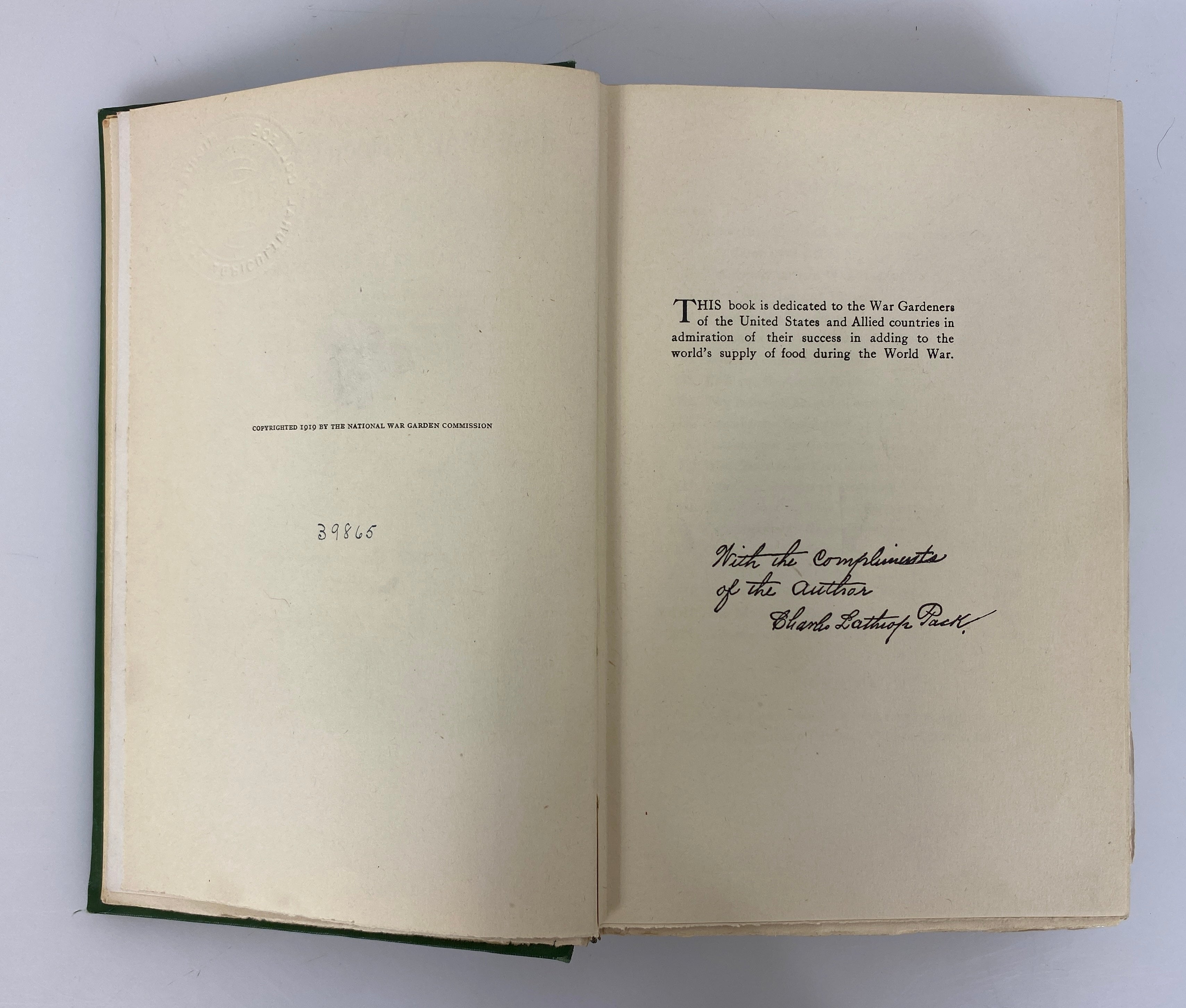 The War Garden Victorious Charles L. Pack 1919 Antique Ex-Library HC