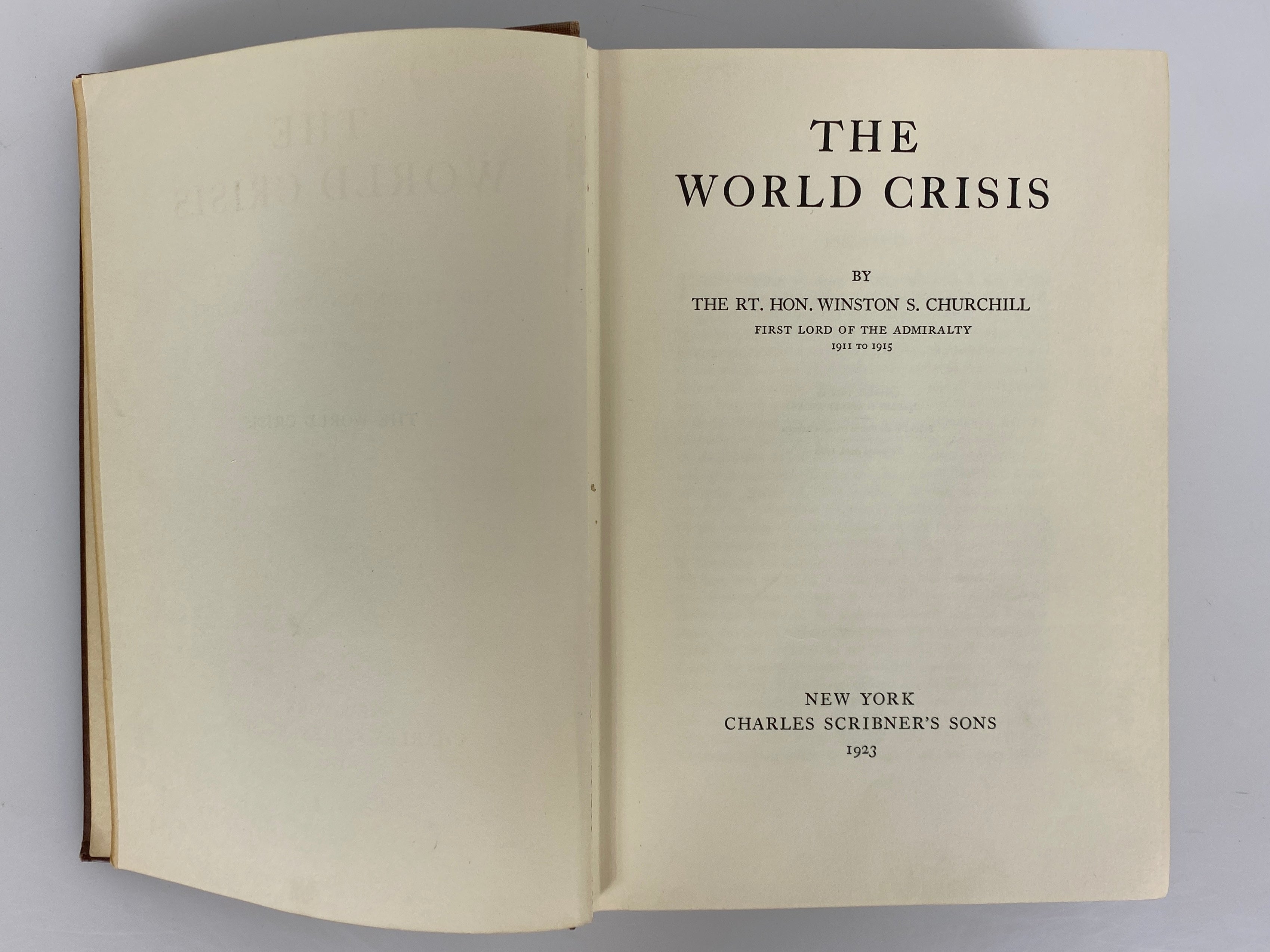 The World Crisis by Winston Churchill April 1923 Antique HC Ex-Library