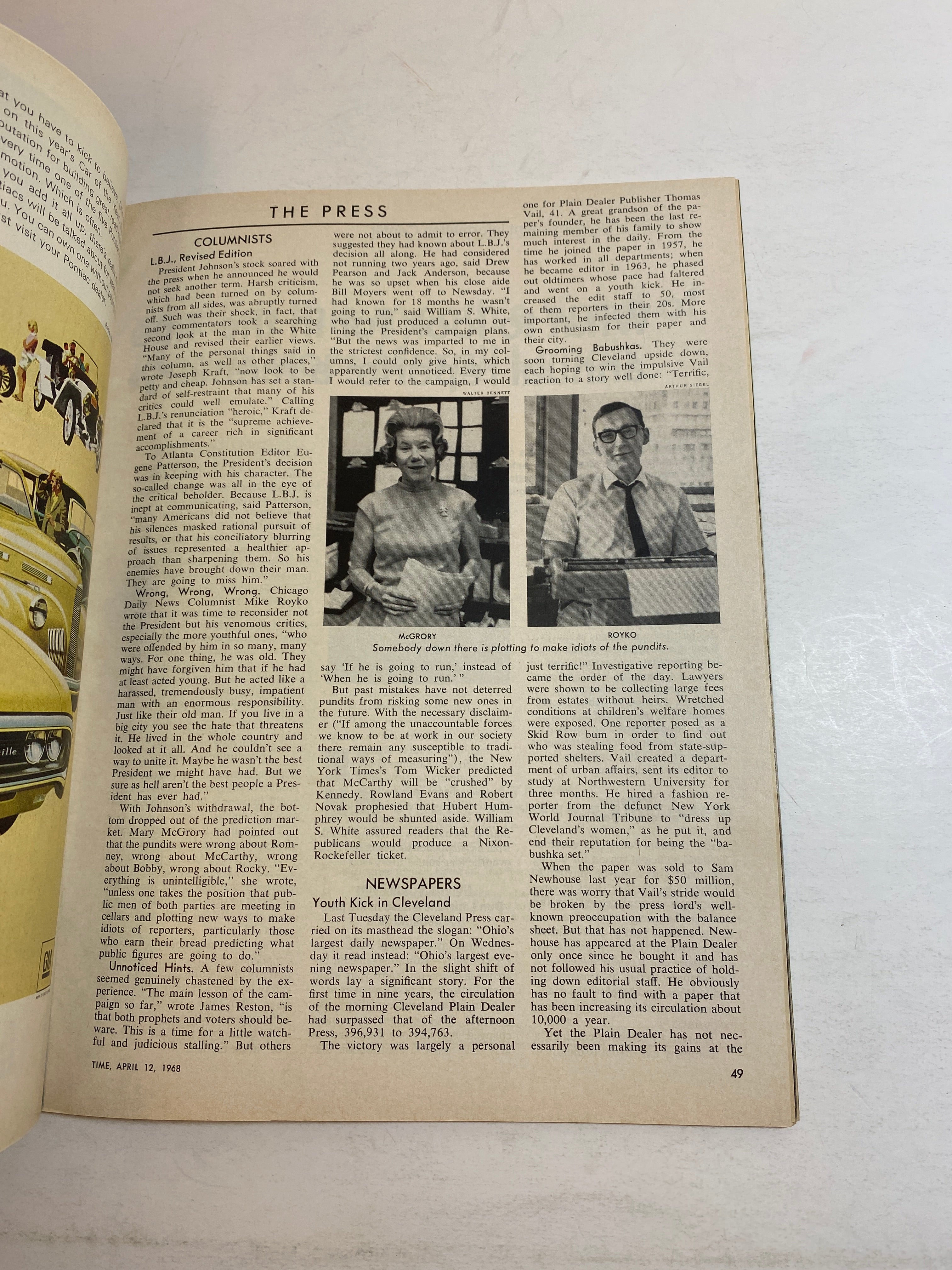 Time Magazine April 12, 1968 President Lyndon Johnson