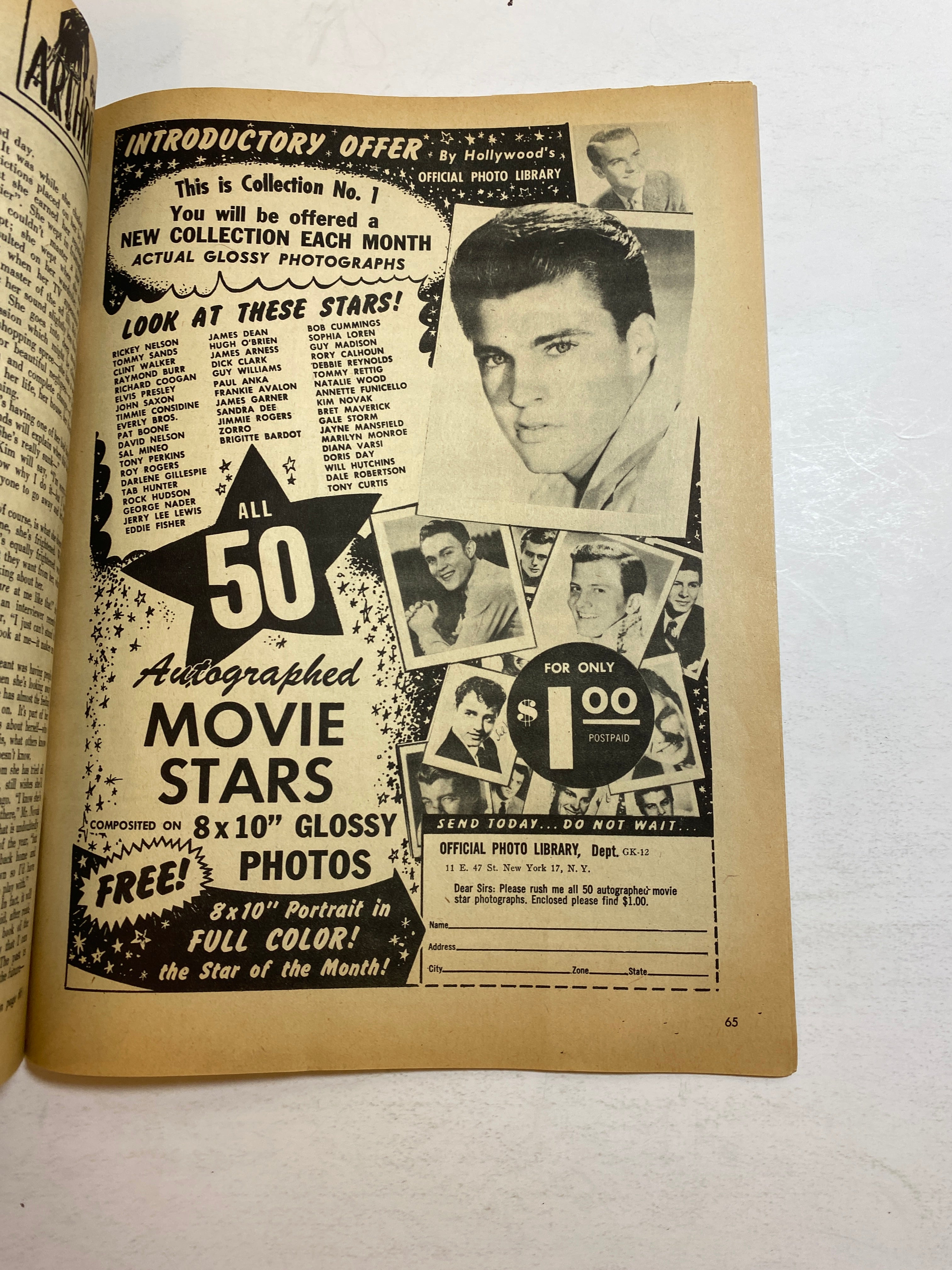 Top Stars Vintage Teen Magazine September 1959