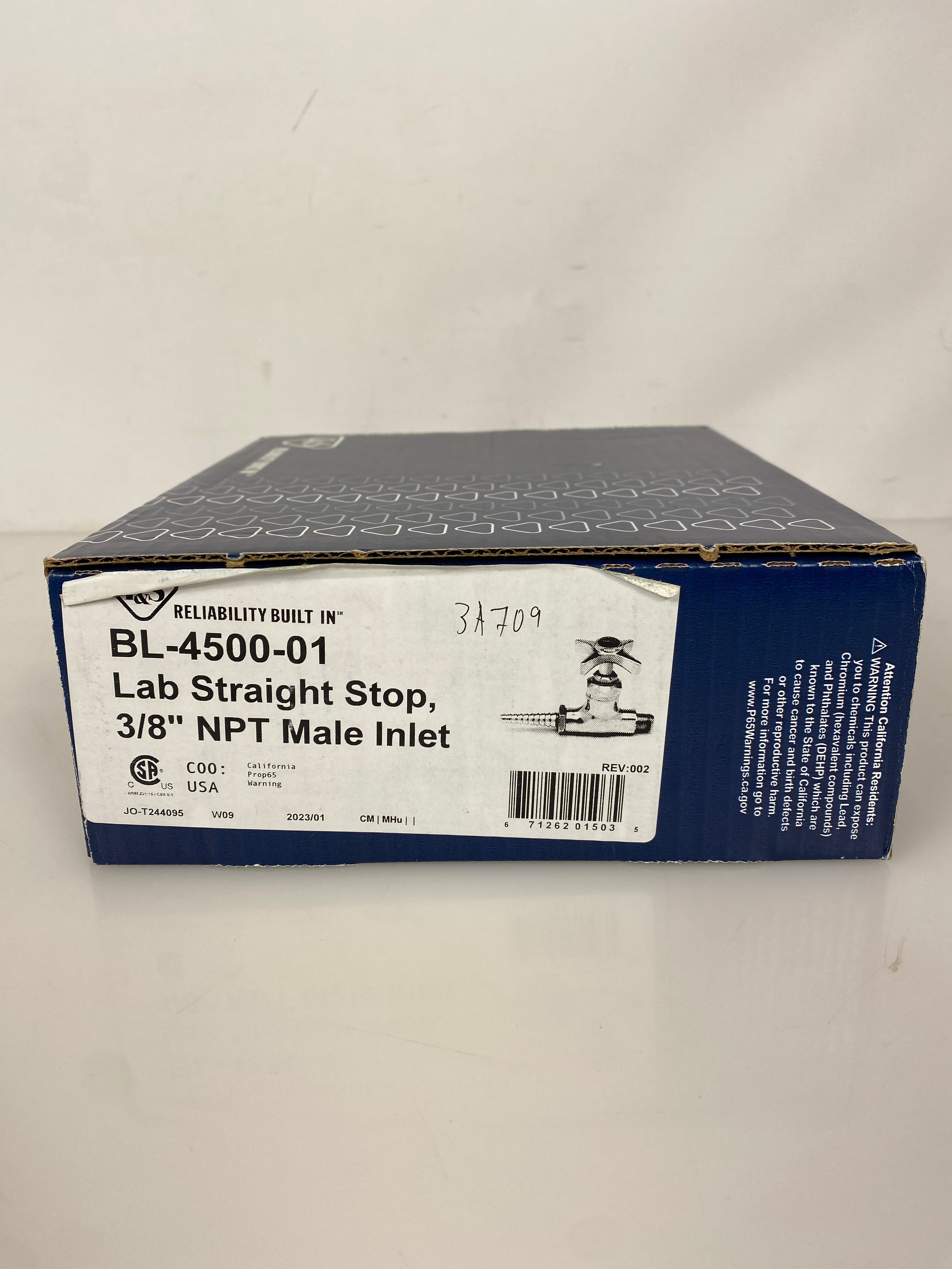 T&S Lab Straight Stop 3/8" BL-4500-01 Pack of 2