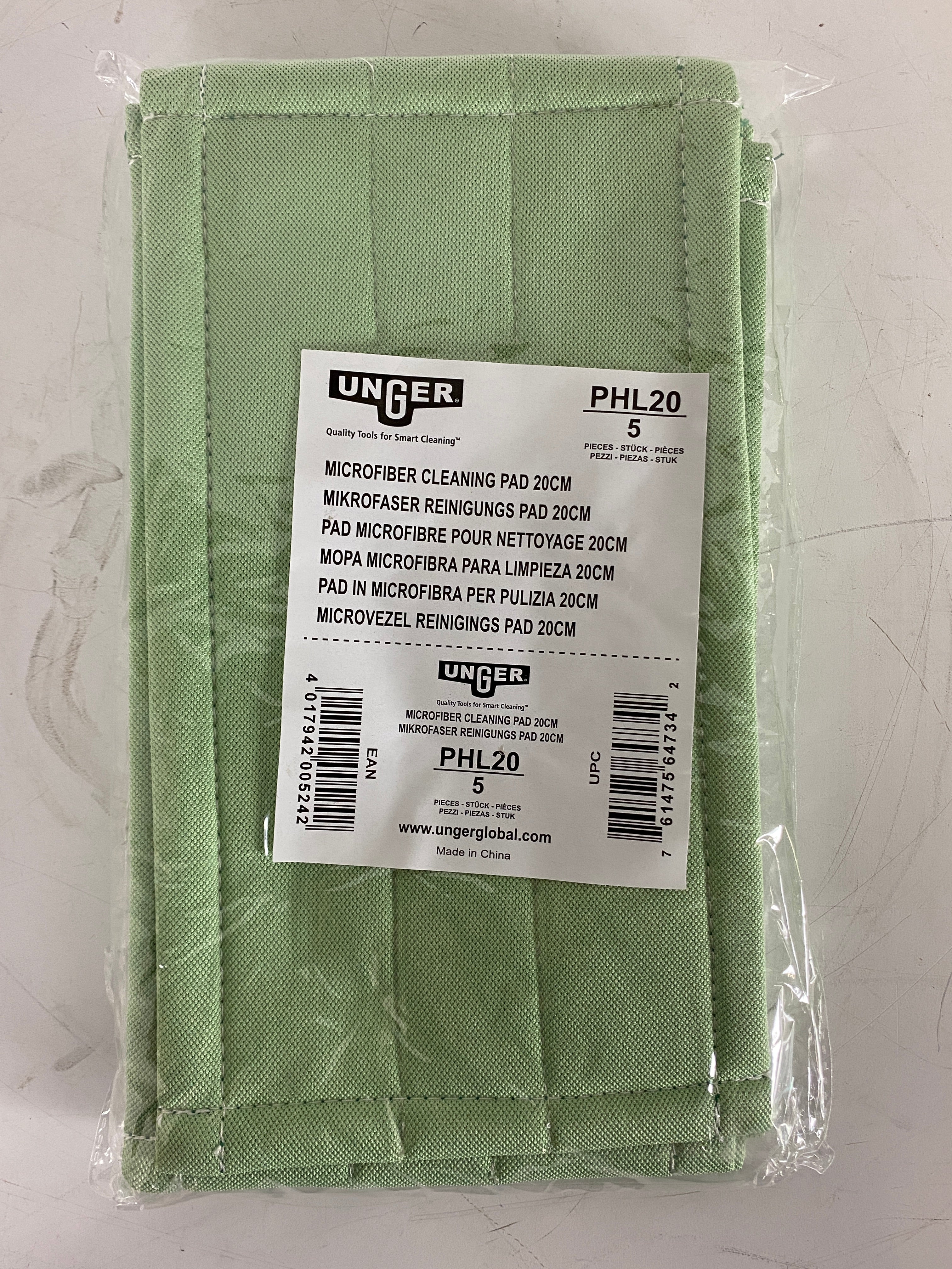 Unger Green PHL 20 Microfiber Cleaning Pad Pack of 5