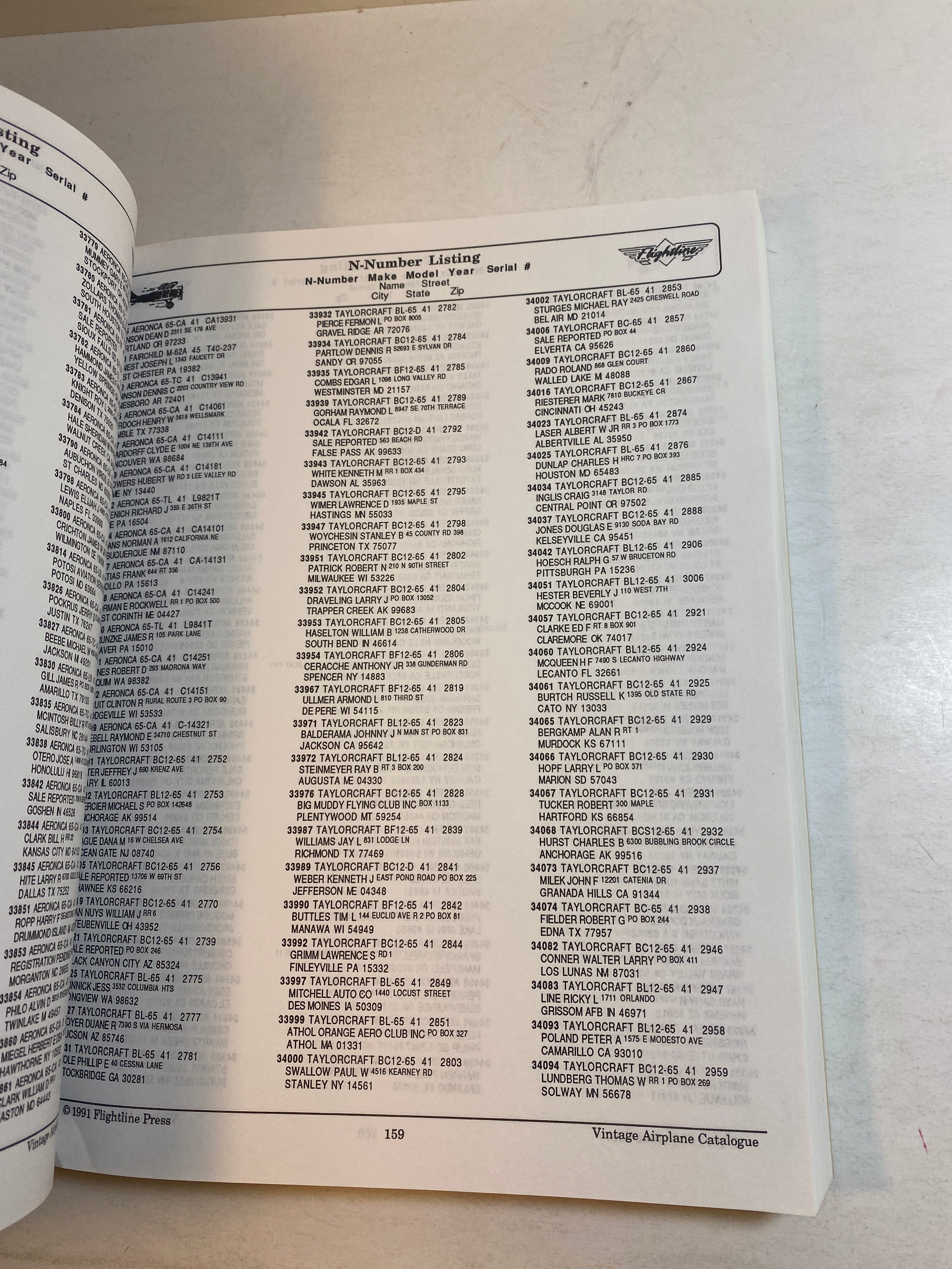 Vintage Airplane Catalog 1991 Second Edition