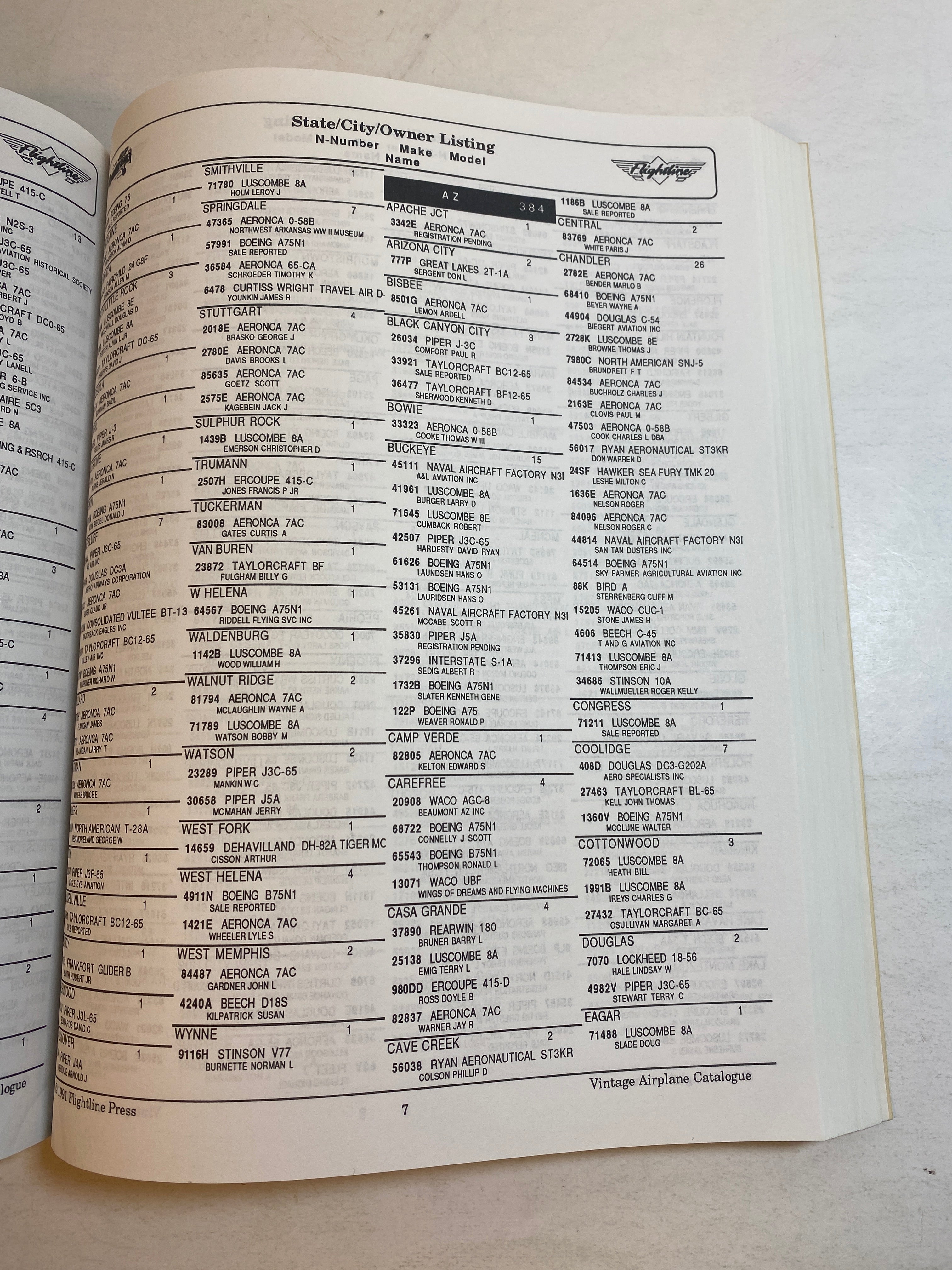 Vintage Airplane Catalog 1991 Second Edition