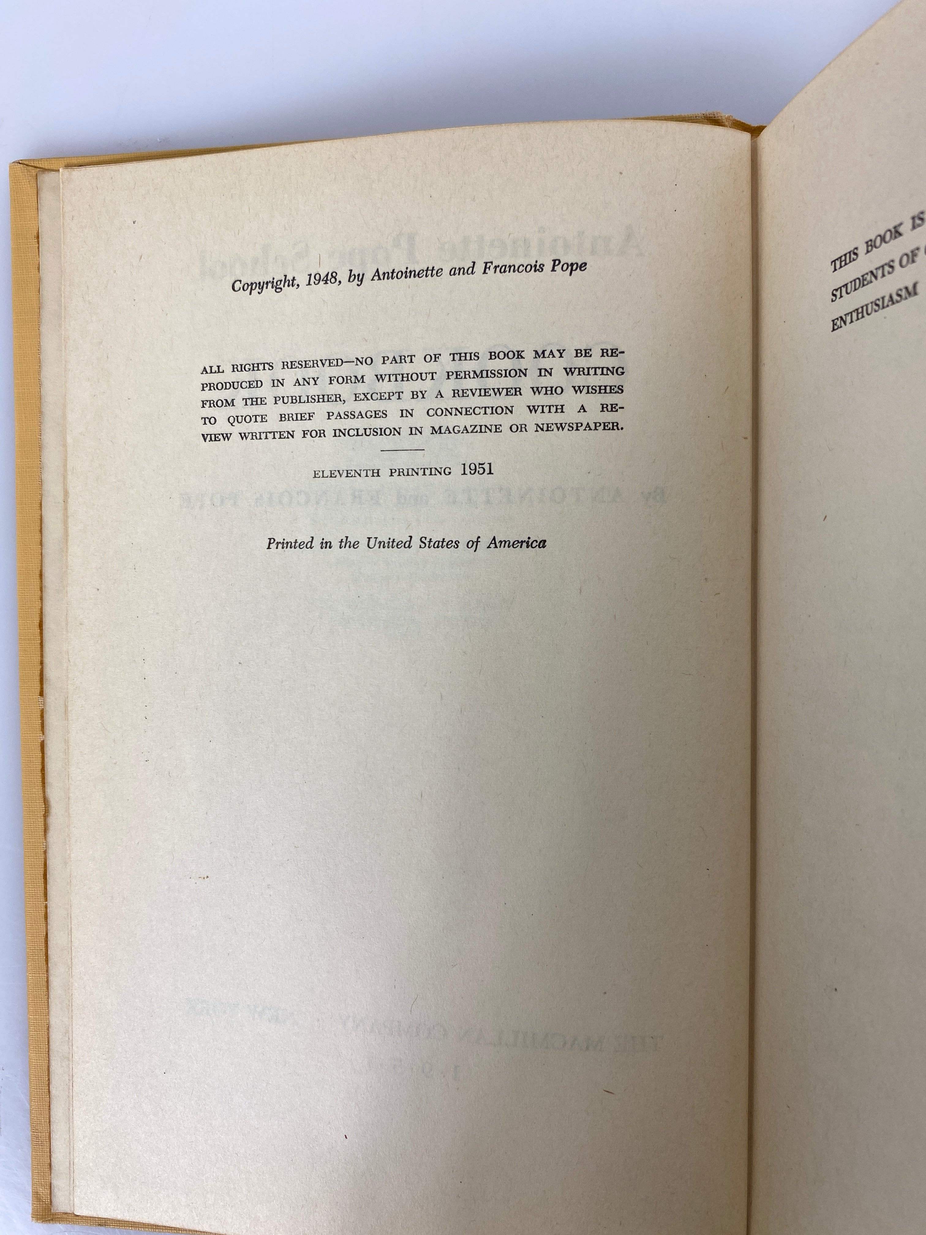 Vintage Antoinette Pope School Cookbook 1951 *Signed*