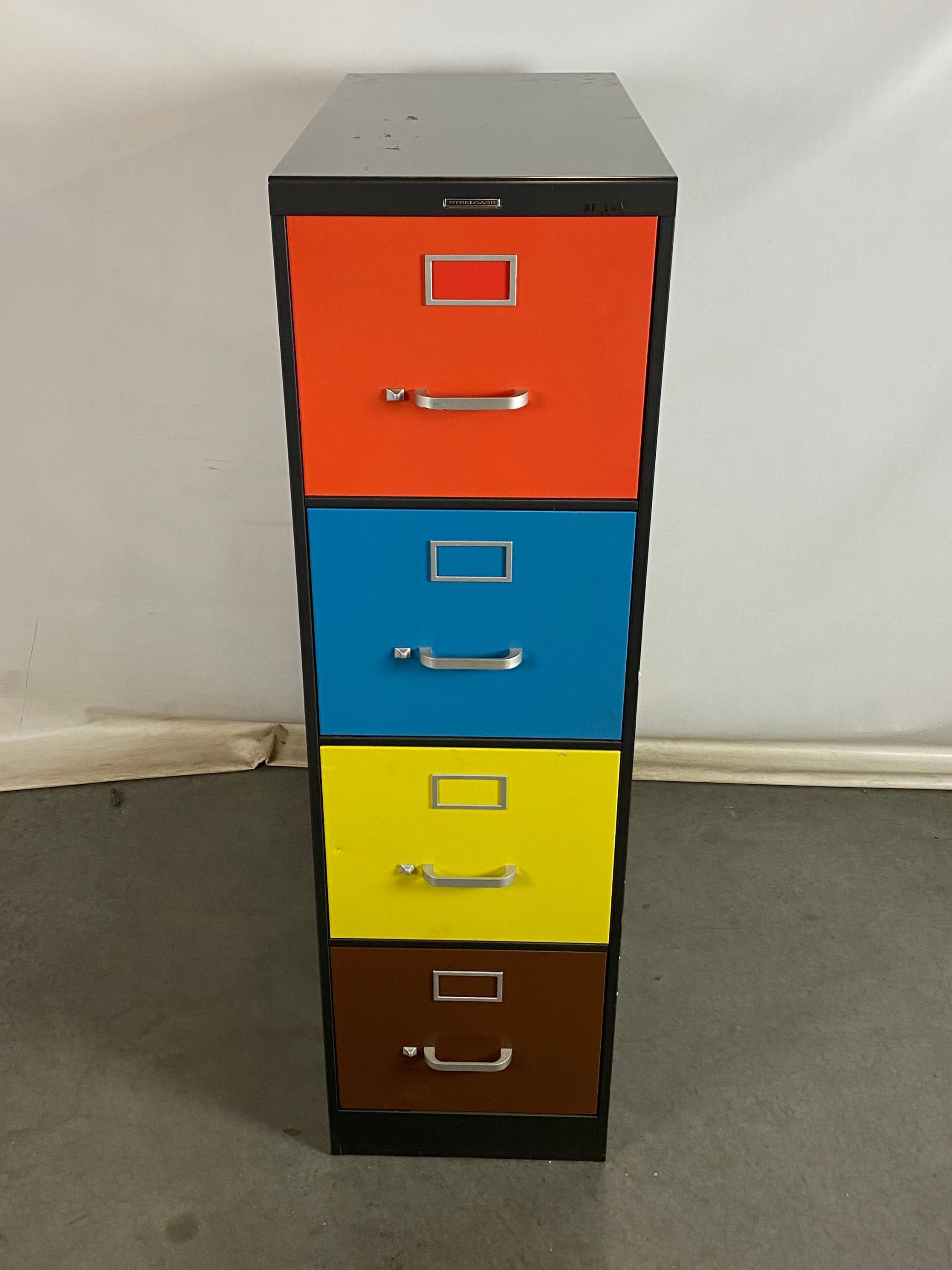 Vintage Steelcase #1705 Multi Color 4 Drawer File Cabinet