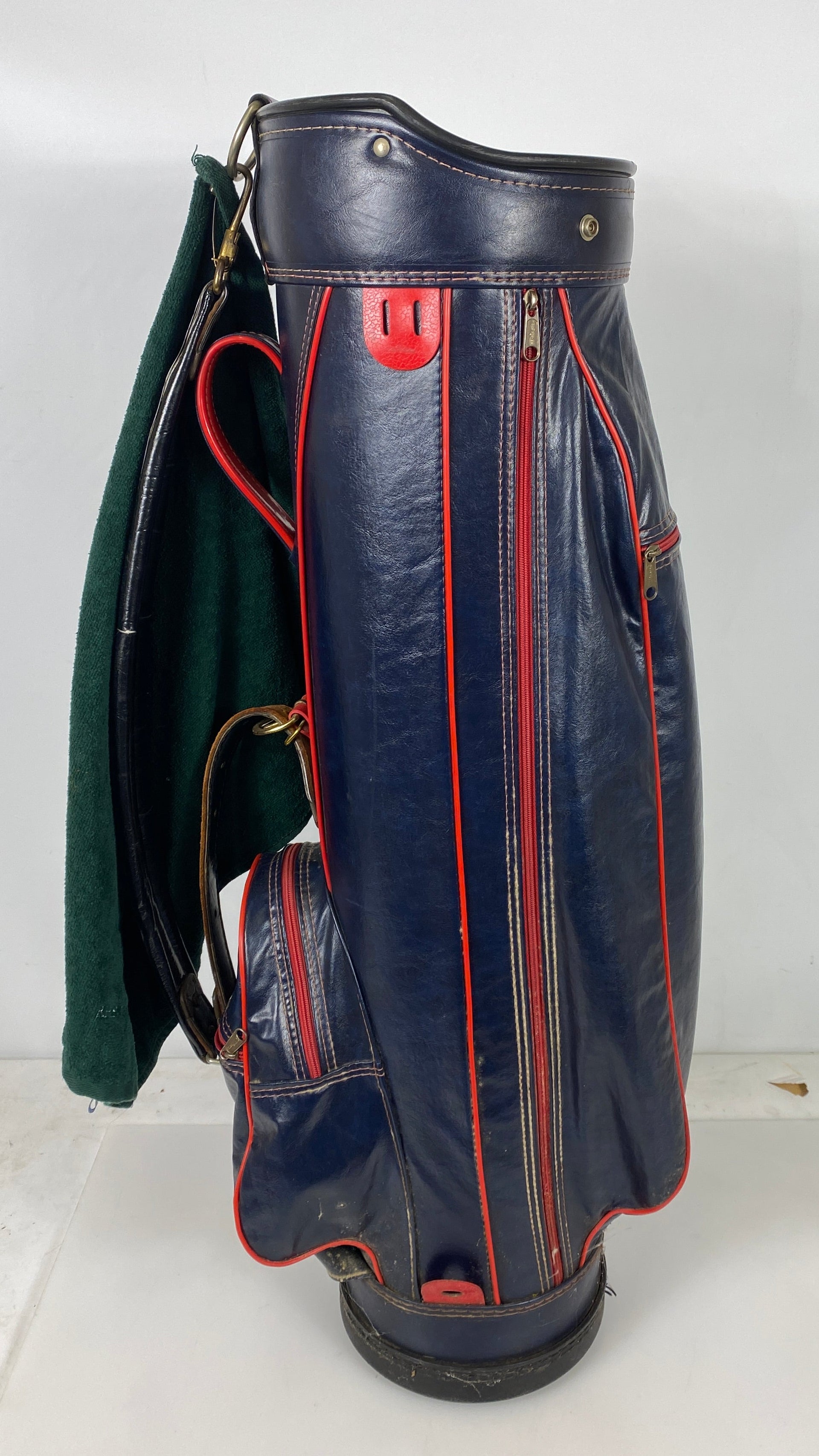 Vintage Wilson Leather Black and Red Golf Bag
