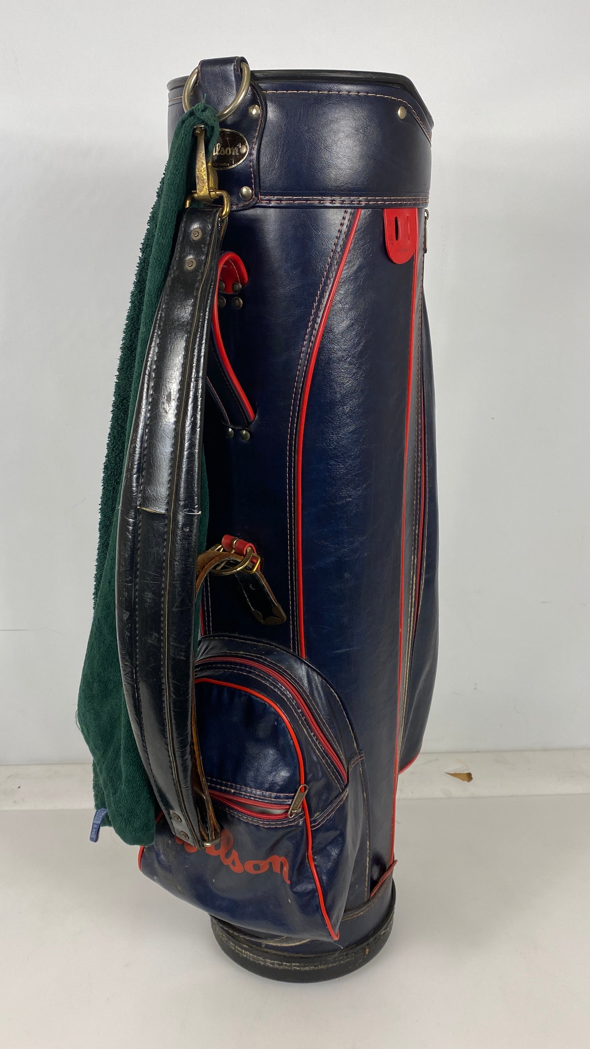 Vintage Wilson Leather Black and Red Golf Bag