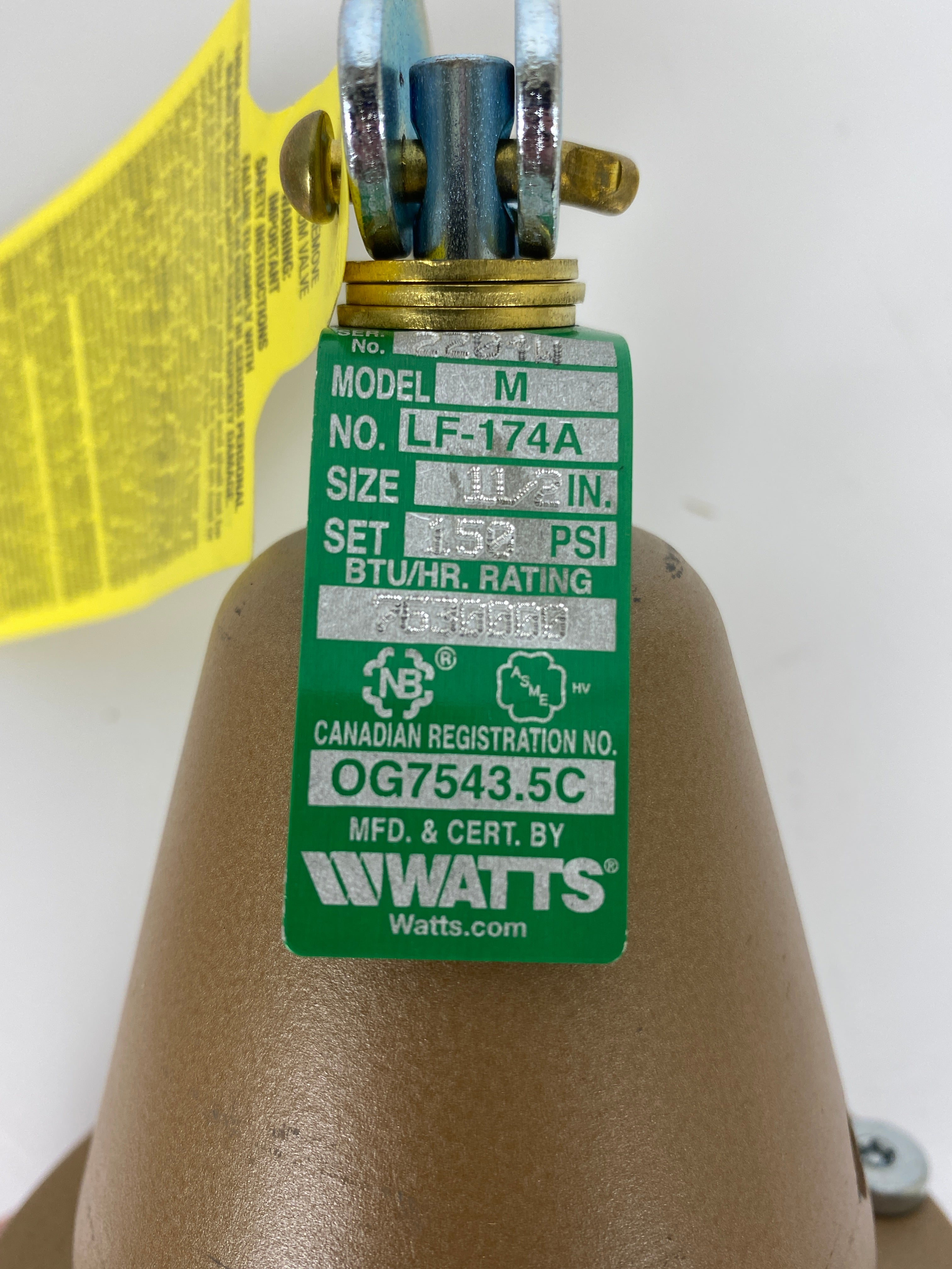 Watts 1 1/2" LF174A-150 Boiler Pressure Relief Valve
