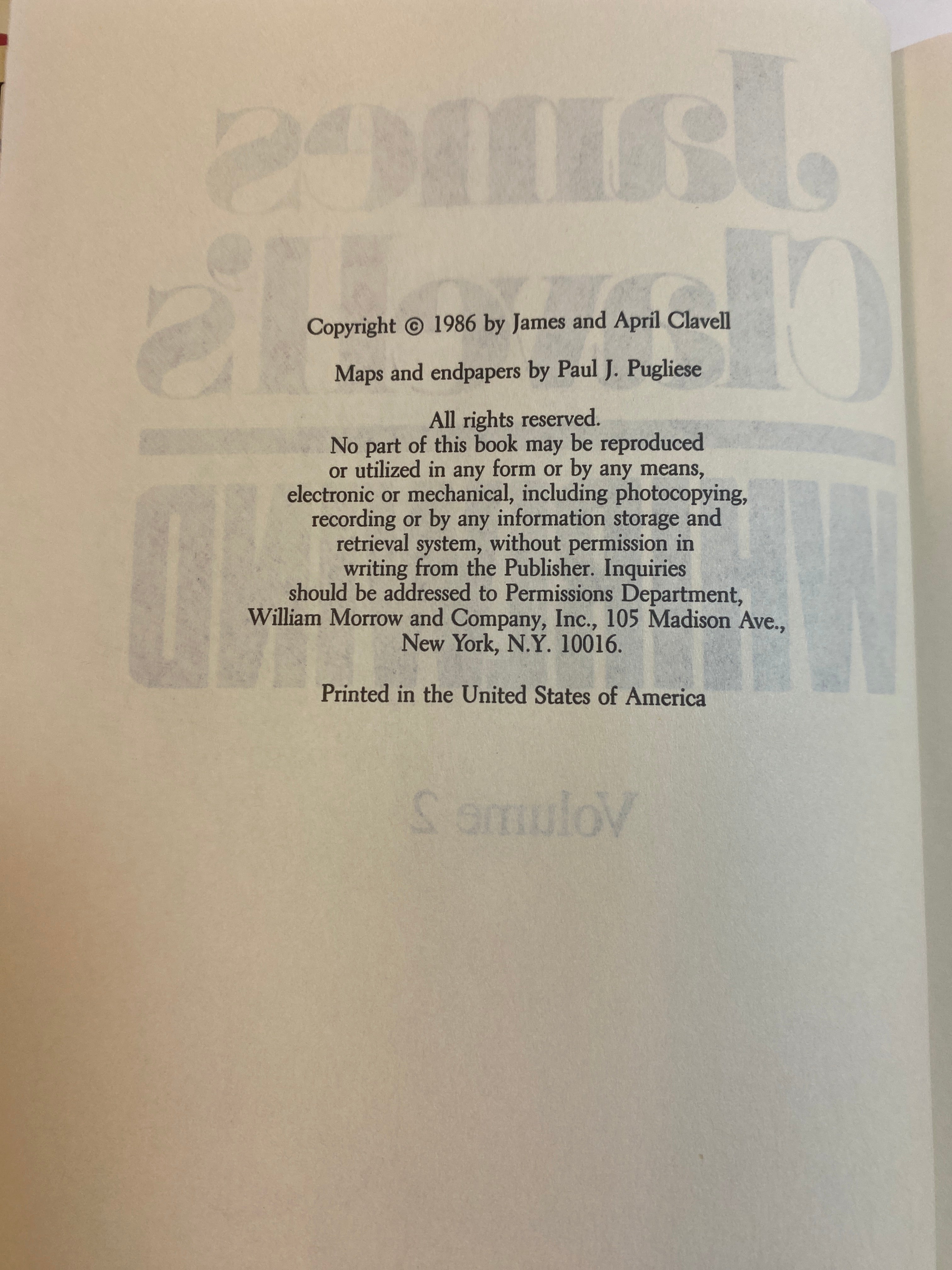 Whirlwind James Clavell HCDJ 2 Vols Book Club Edition 1986