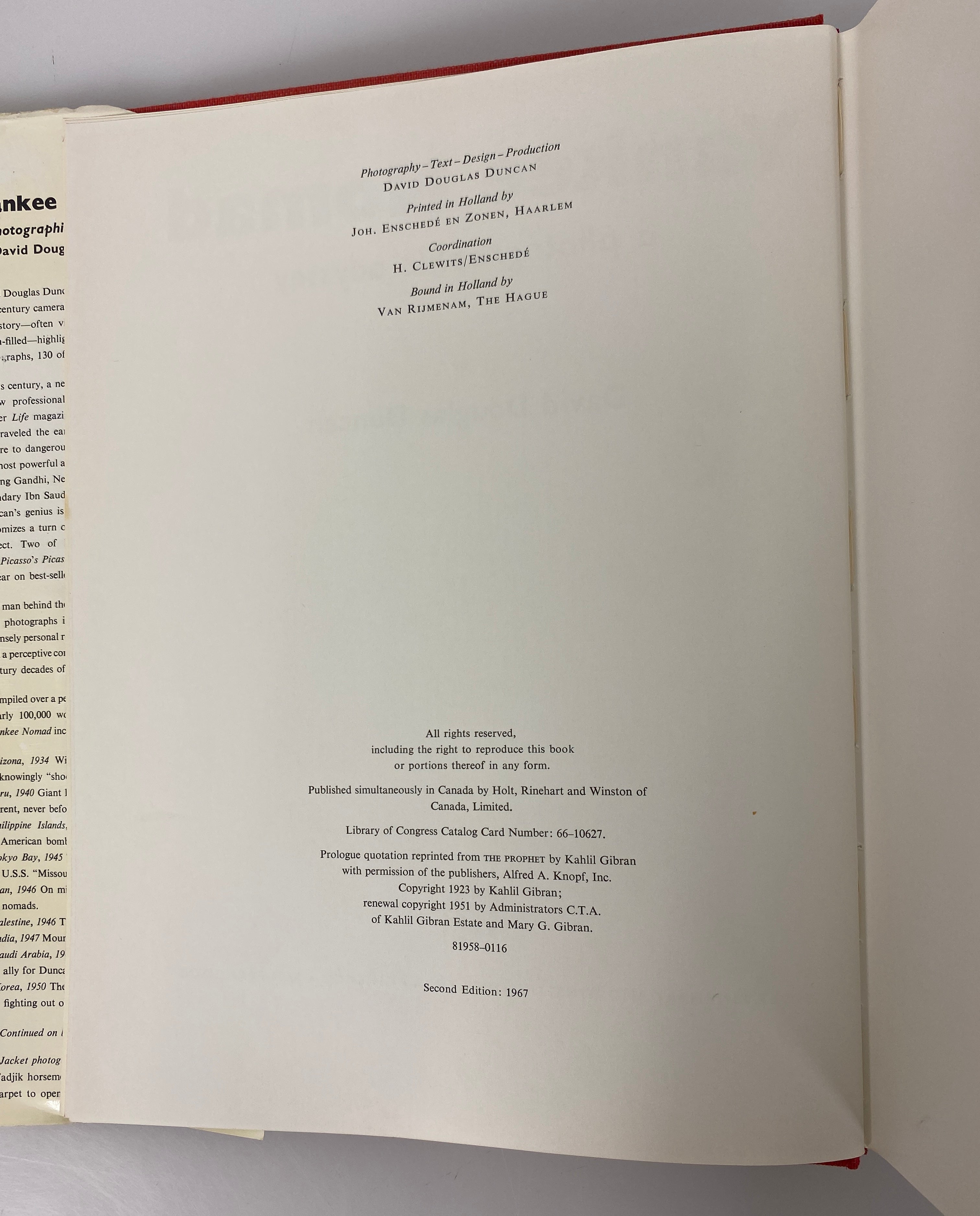 Yankee Nomad a Photographic Odyssey by David Duncan 1967 2nd Edition HC DJ