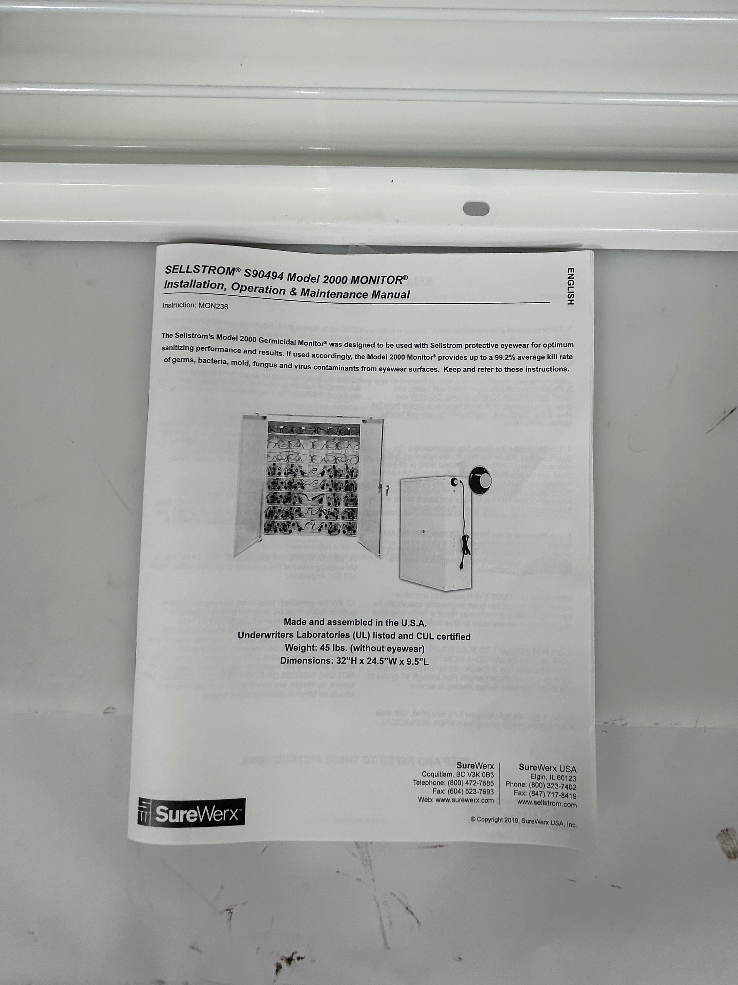 Sellstrom Monitor 2000 Germicidal Cabinet