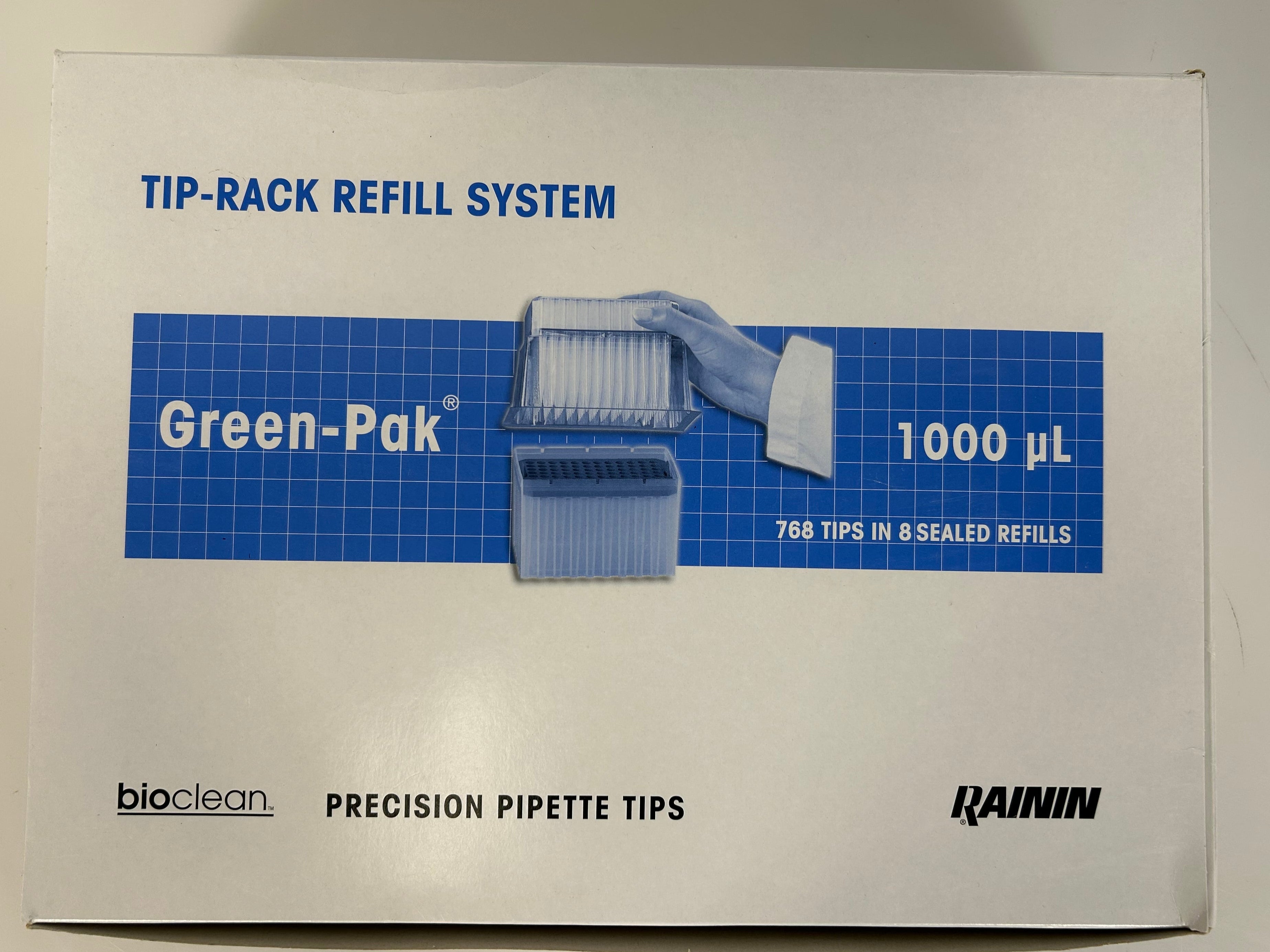 Rainin Bioclean Precision Pipette 1000µ 768 Tips in 5 Sealed refills
