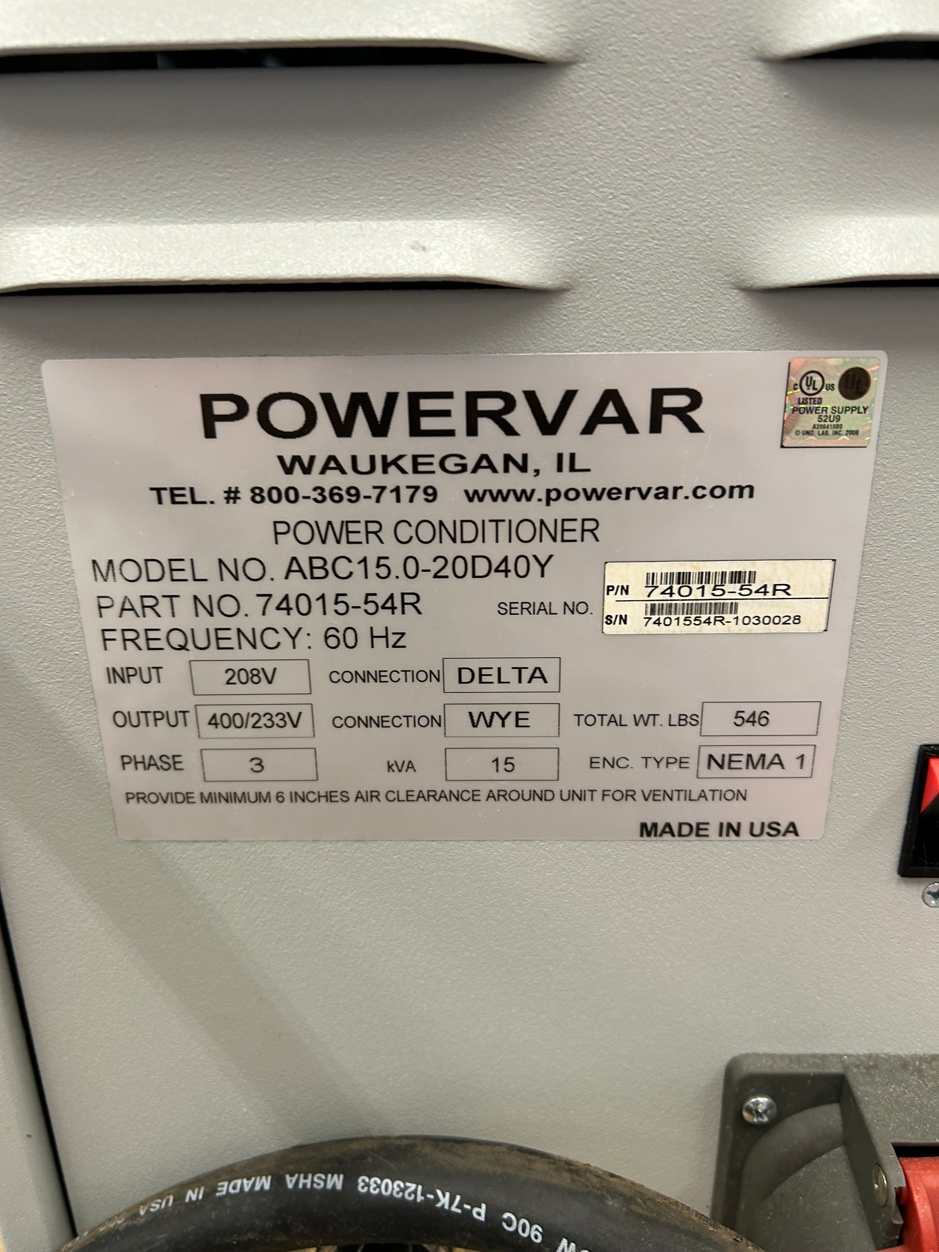 Set of 2 Powervar Power Conditioners *Untested*