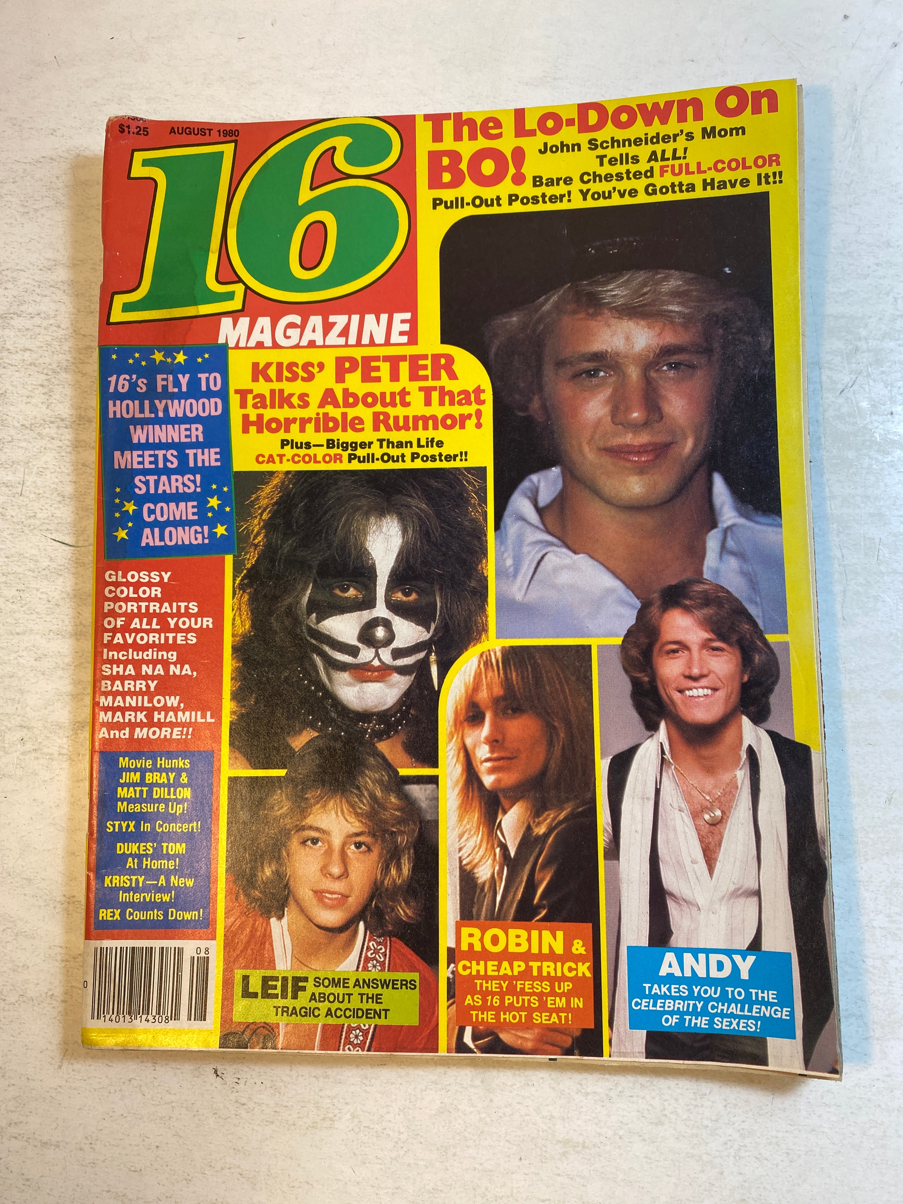 16 Magazine August 1980 Kiss John Schneider w/ poster