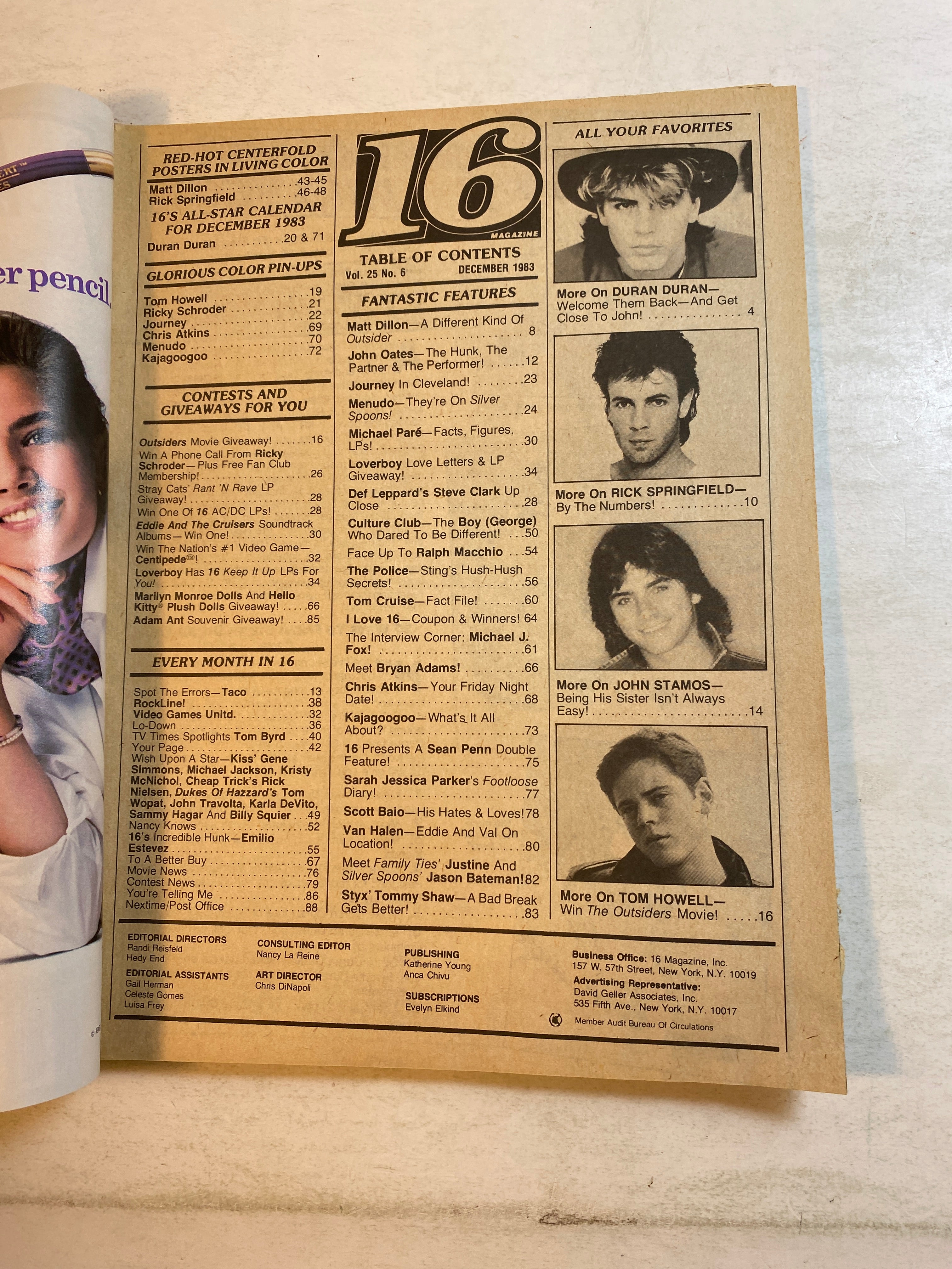 16 Magazine December 1983 Outsiders Menudo w/ poster intact