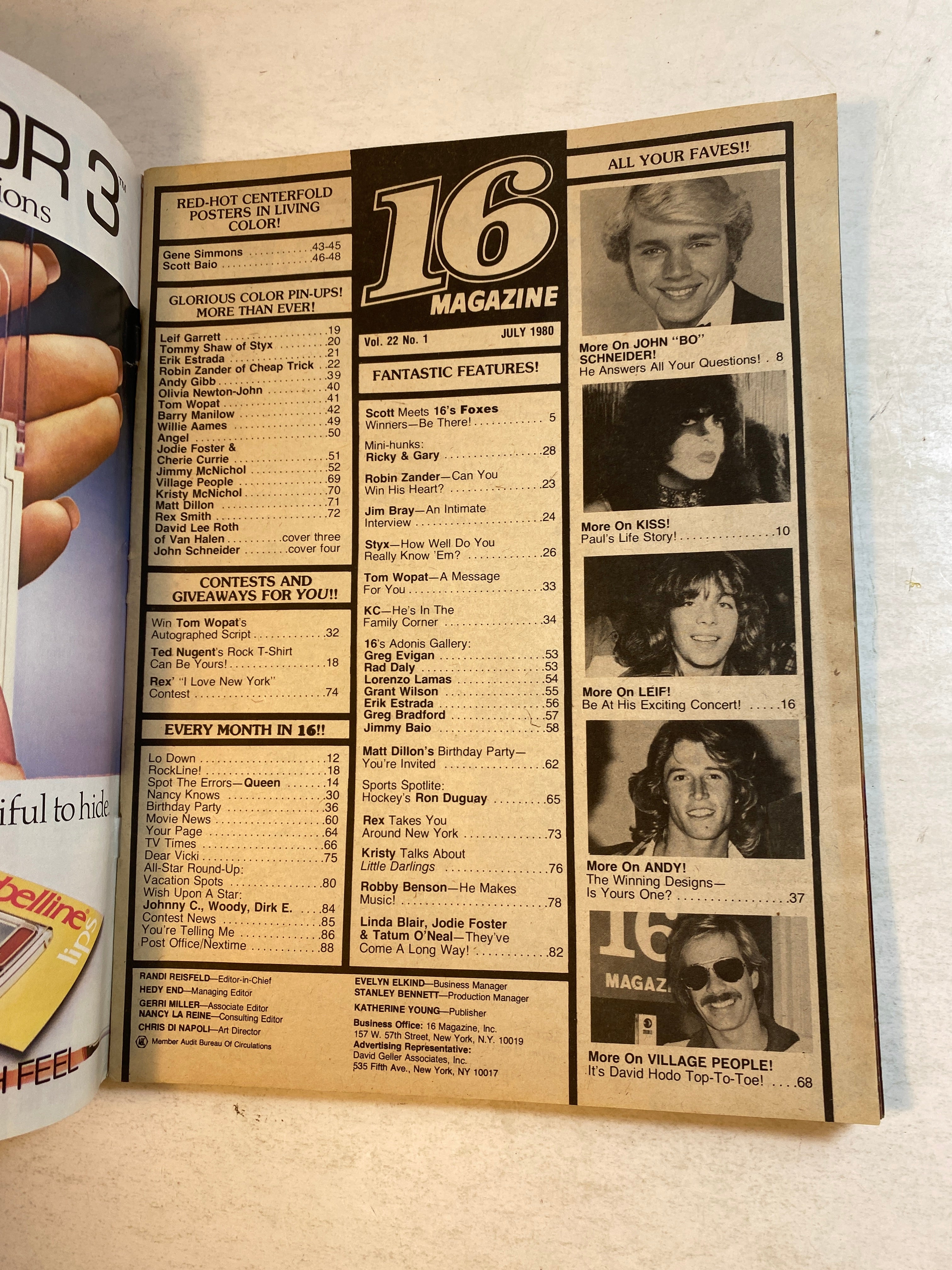 16 Magazine July 1980 Kiss Dukes of Hazzard w/ pinup poster