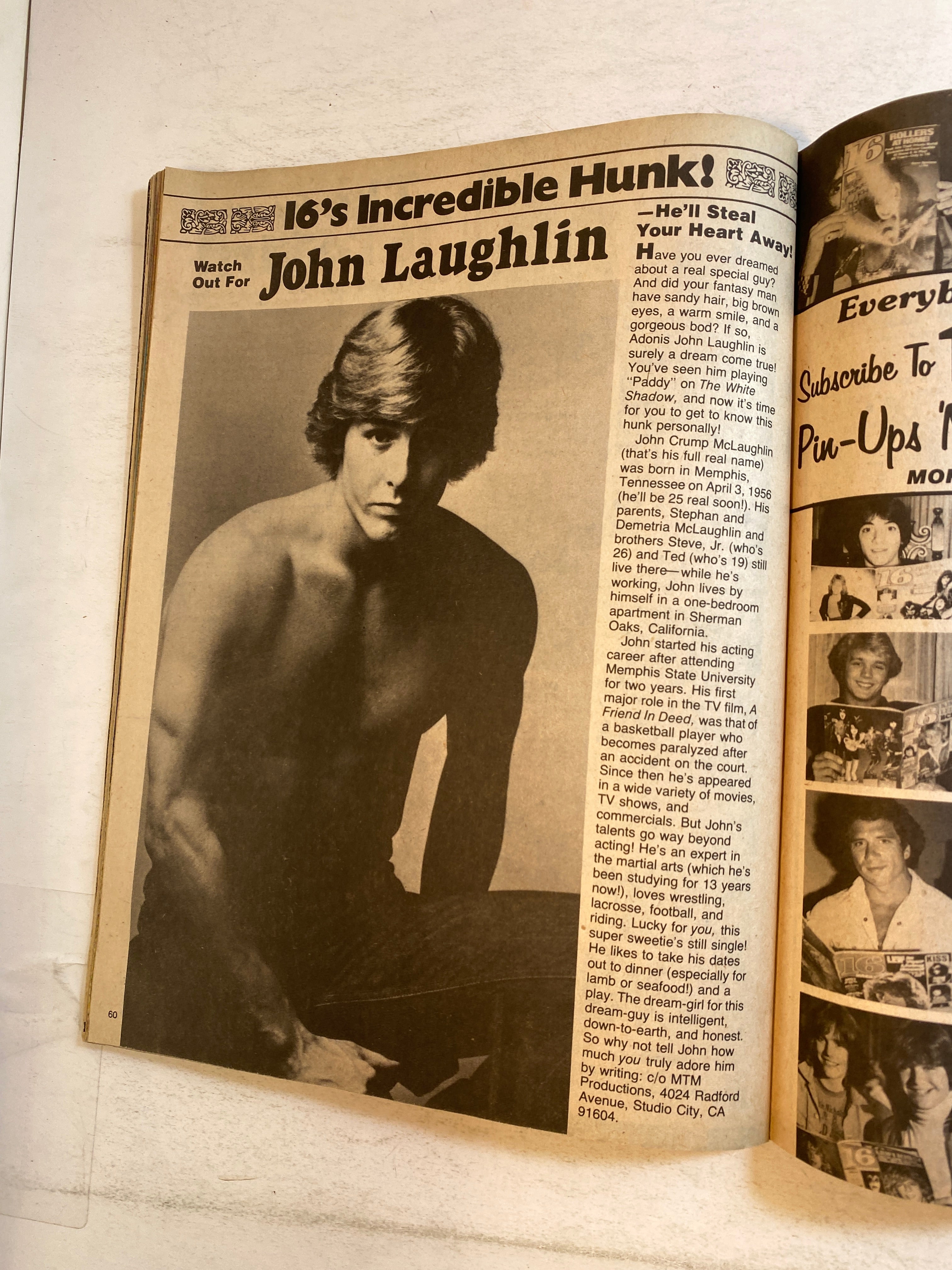 16 Magazine May 1981 John Schneider Kiss w/ poster intact