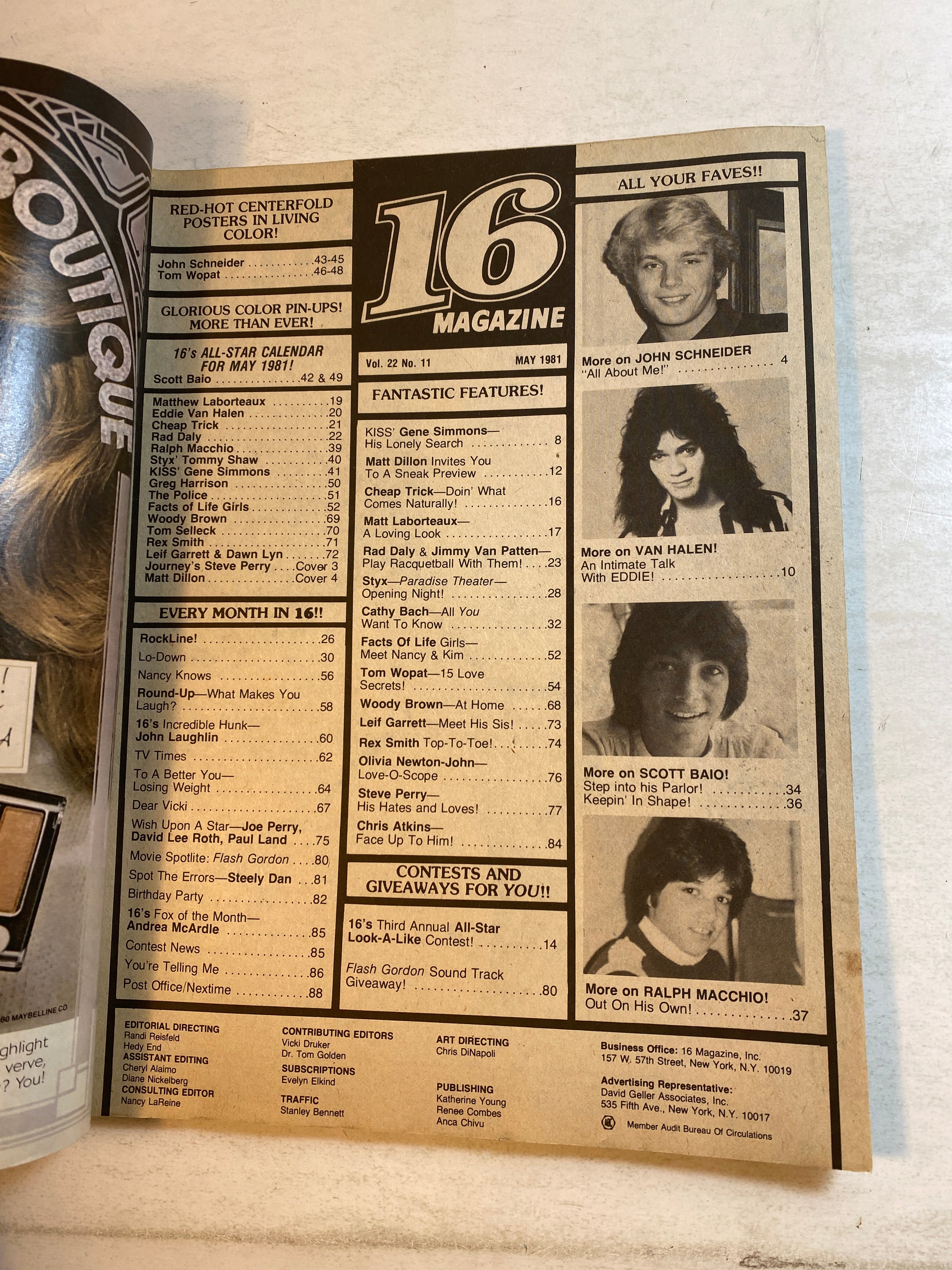16 Magazine May 1981 John Schneider Kiss w/ poster intact