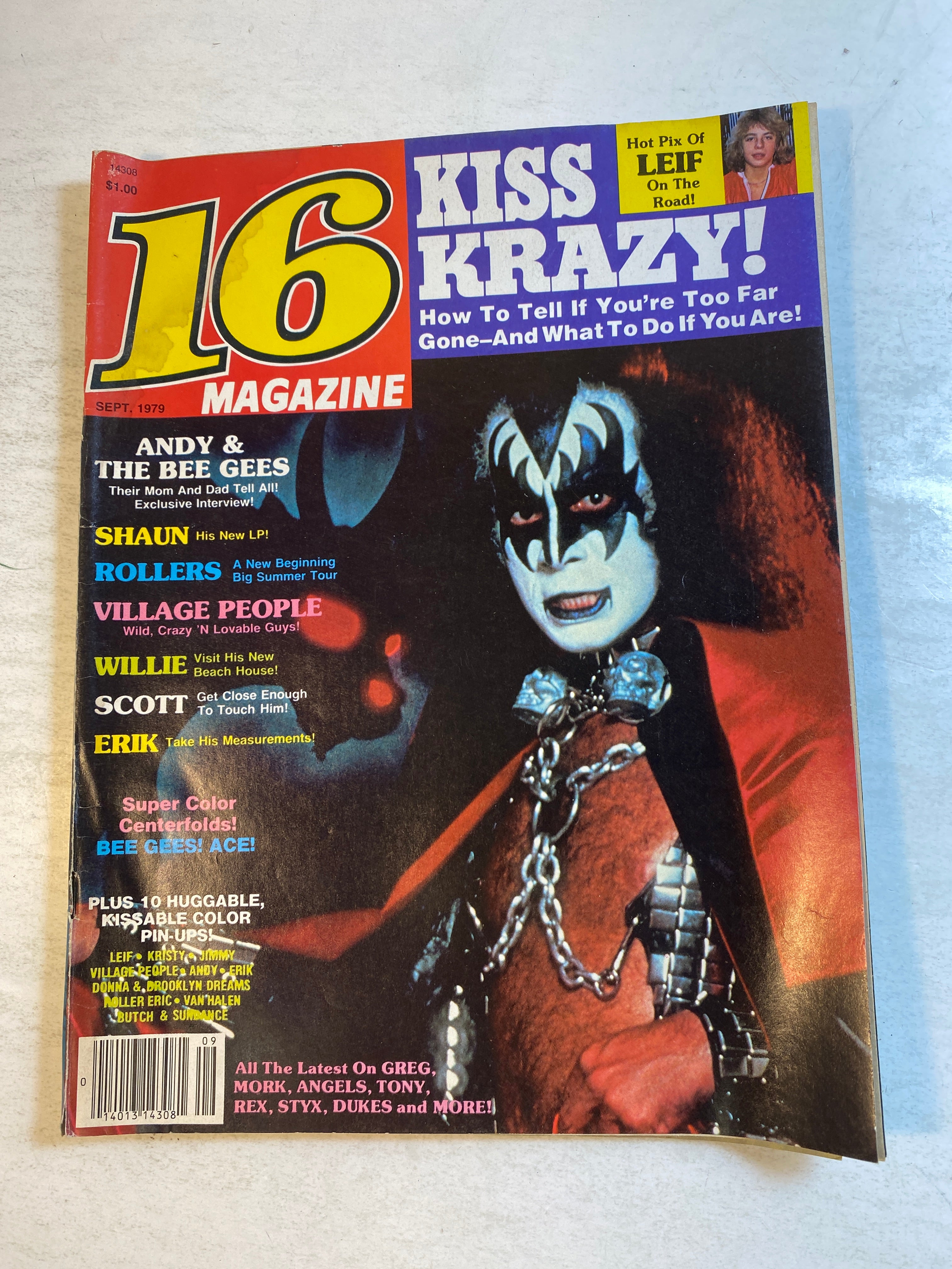 16 Magazine September 1979 Kiss Bee Gees w/ pinup poster