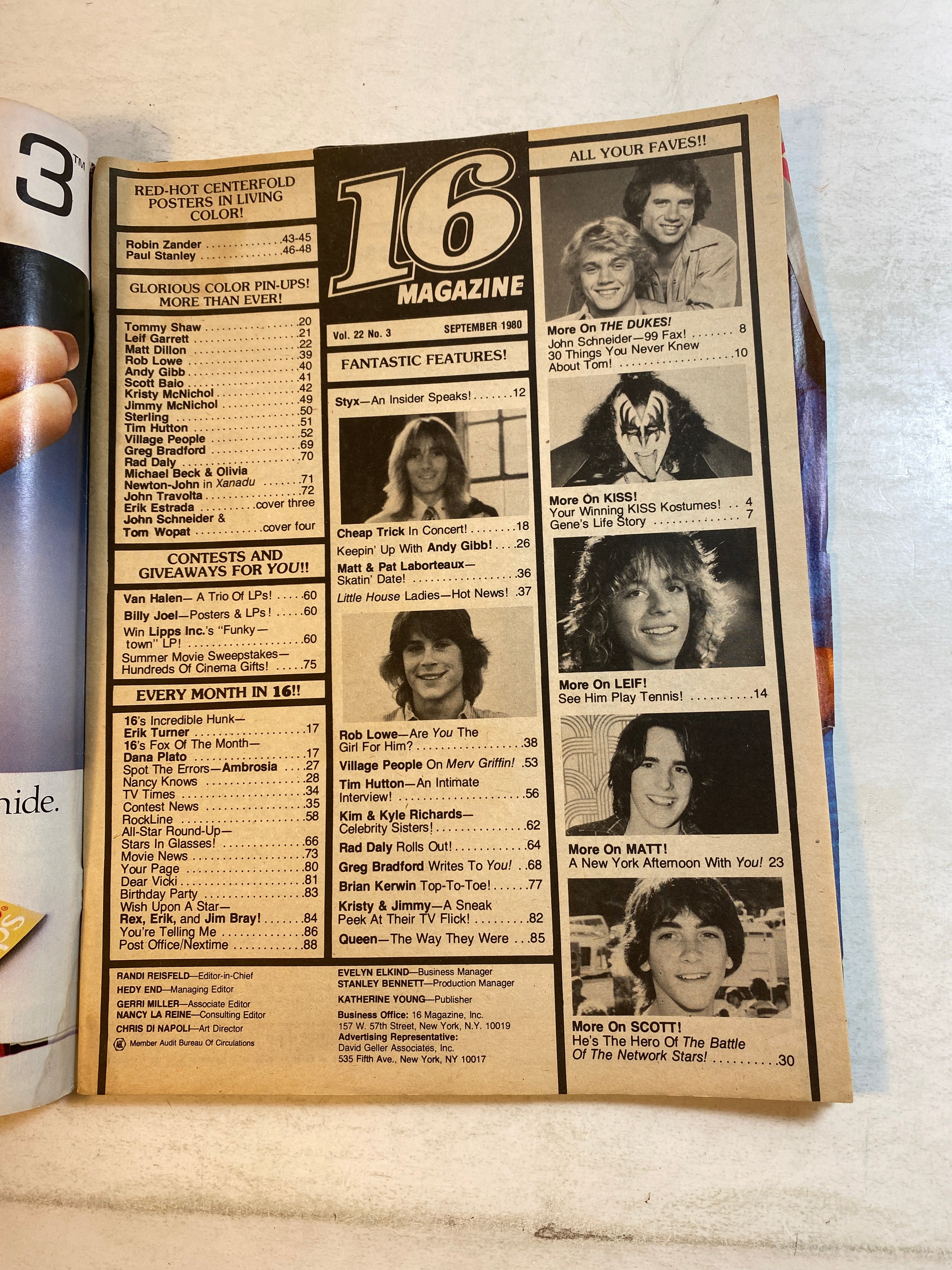 16 Magazine September 1980 Kiss Cheap Trick w/ poster